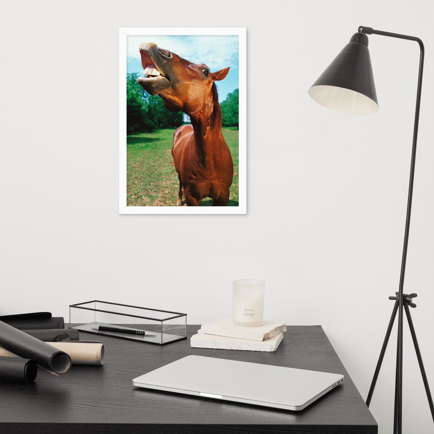 Framed Poster Horse Wall Art - Vertical Print (Glamourange 002 Model)