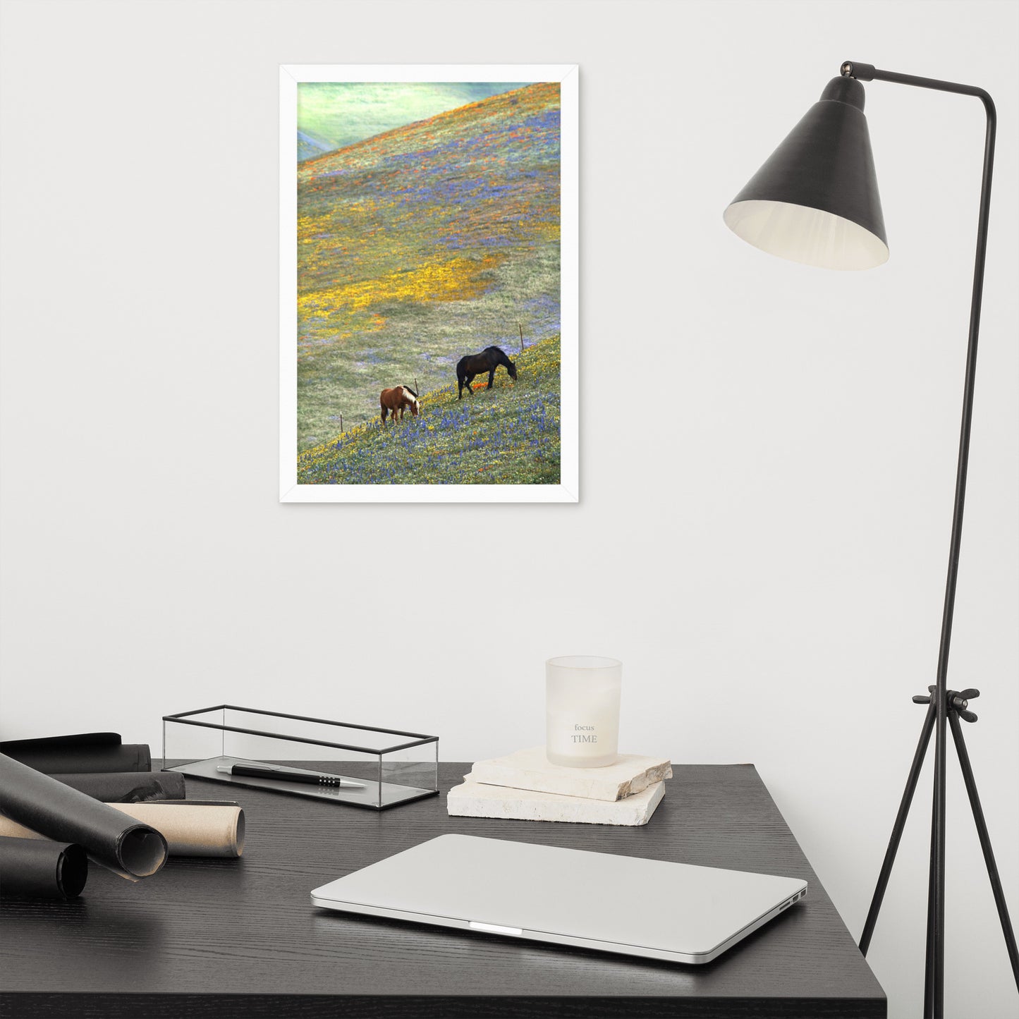 Framed Poster Horse Wall Art - Vertical Print (Glamourange 003 Model)