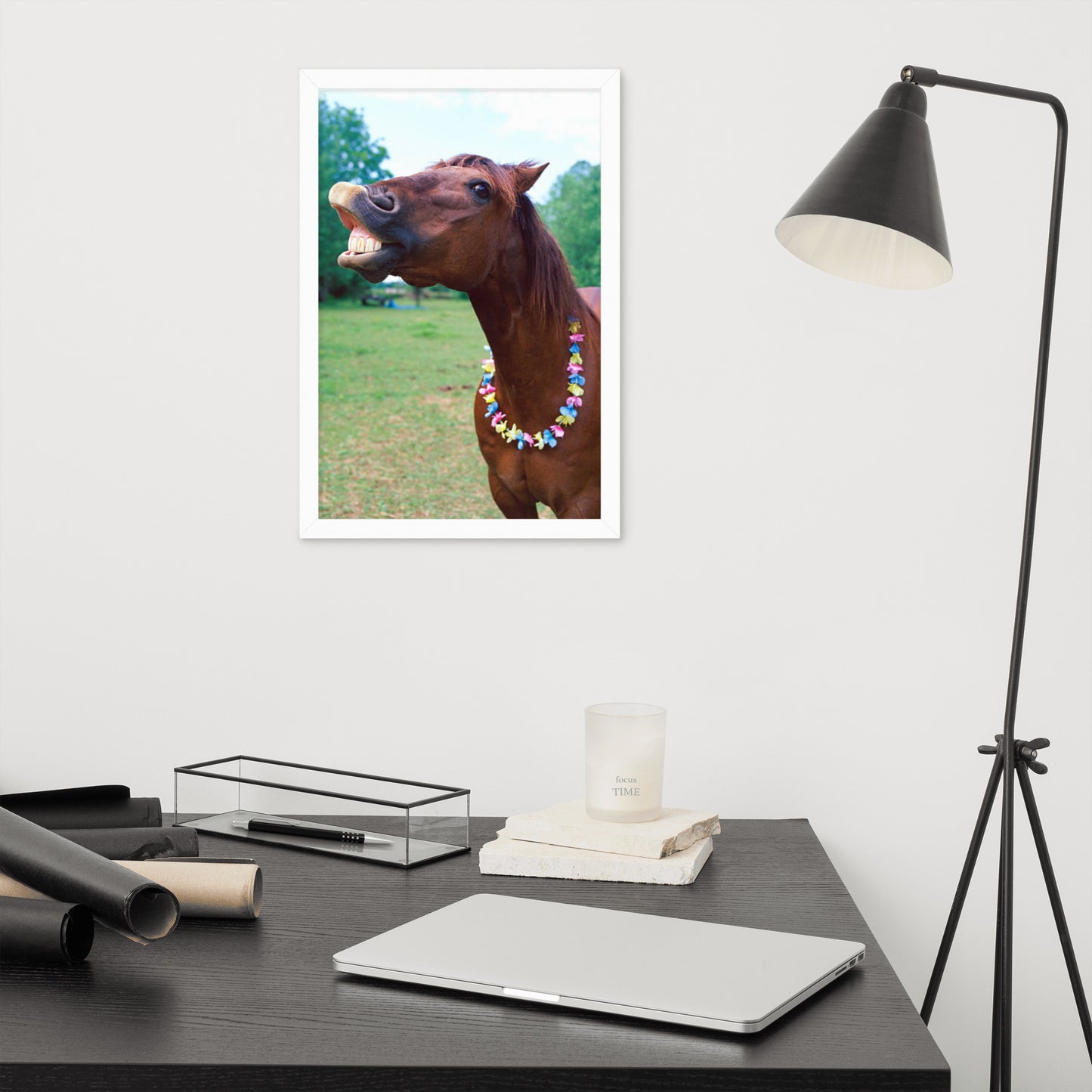 Framed Poster Horse Wall Art - Vertical Print (Glamourange 004 Model)