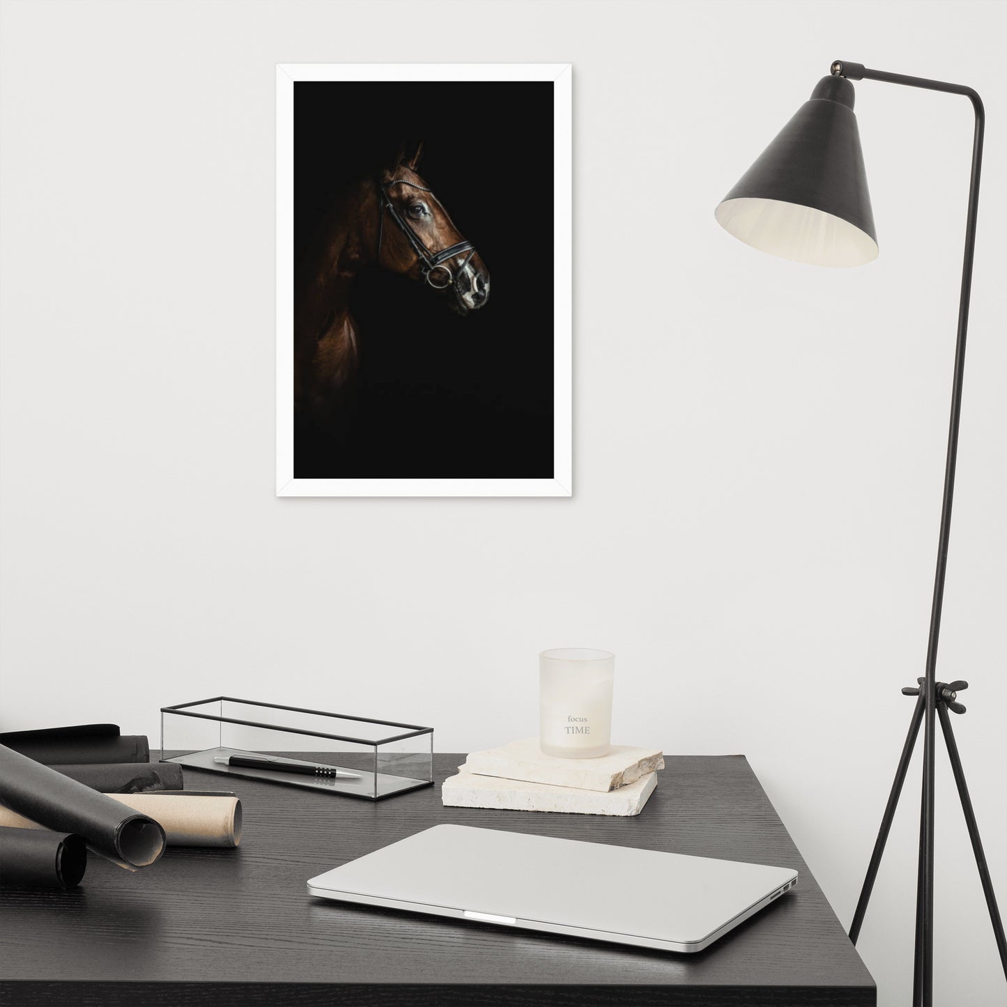 Framed Poster Horse Wall Art - Vertical Print (Glamourange 005 Model)