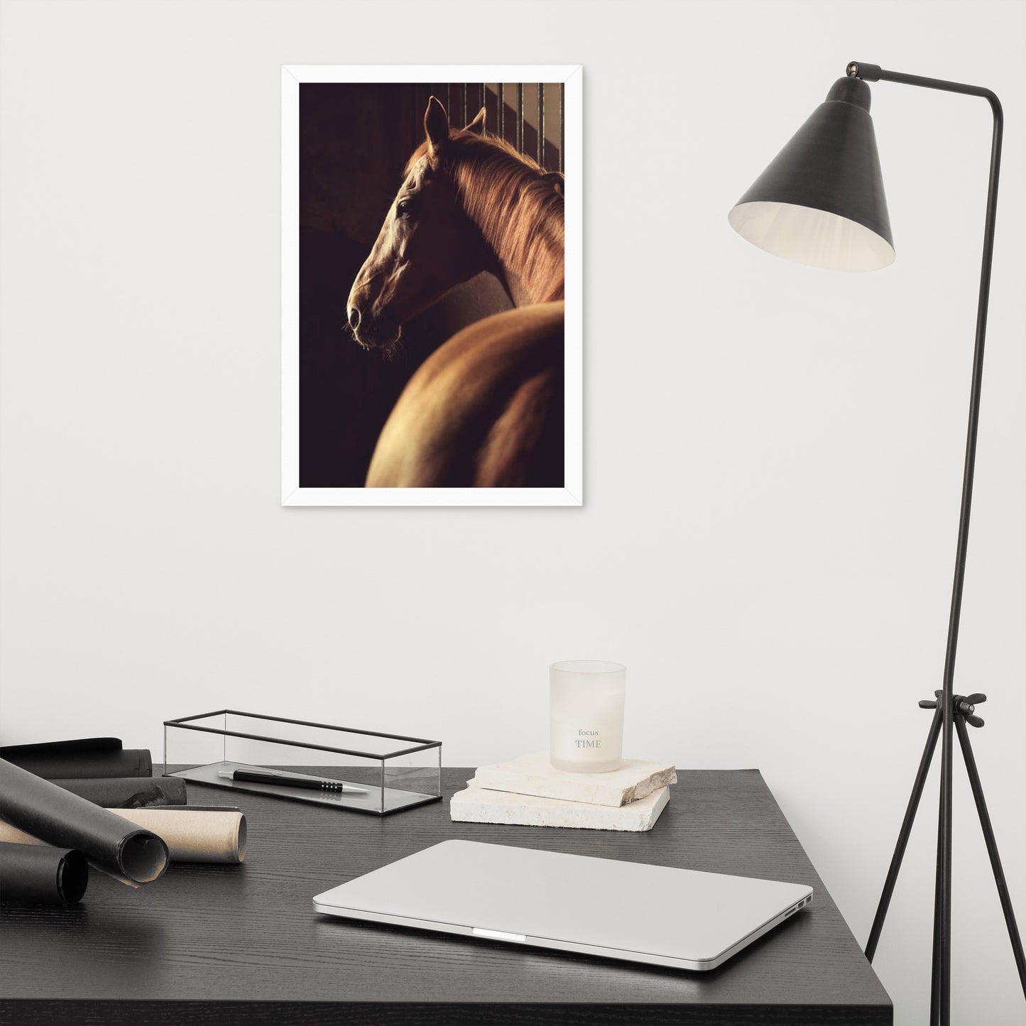 Framed Poster Horse Wall Art - Vertical Print (Glamourange 0010 Model)