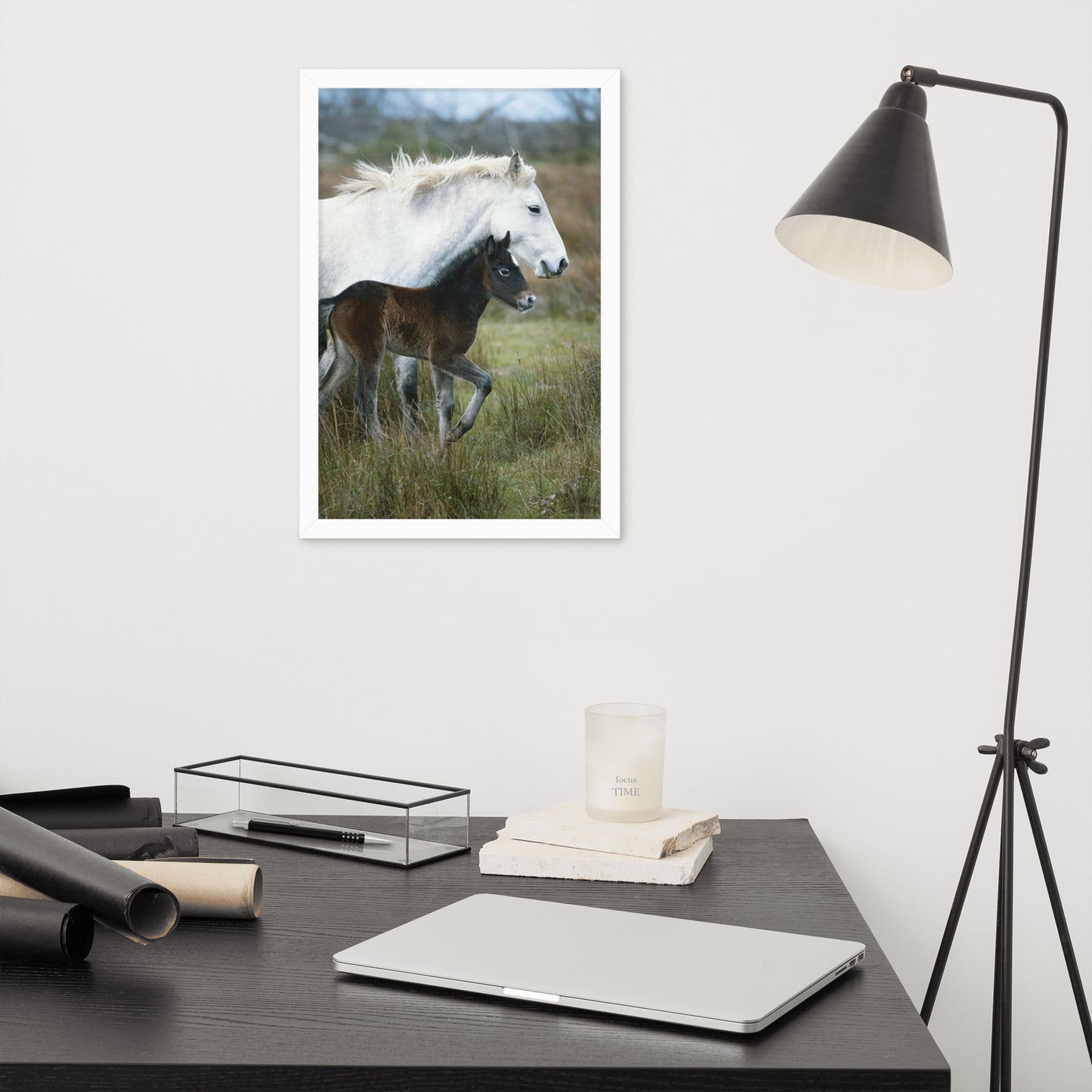 Framed Poster Horse Wall Art - Vertical Print (Glamourange 0011 Model)