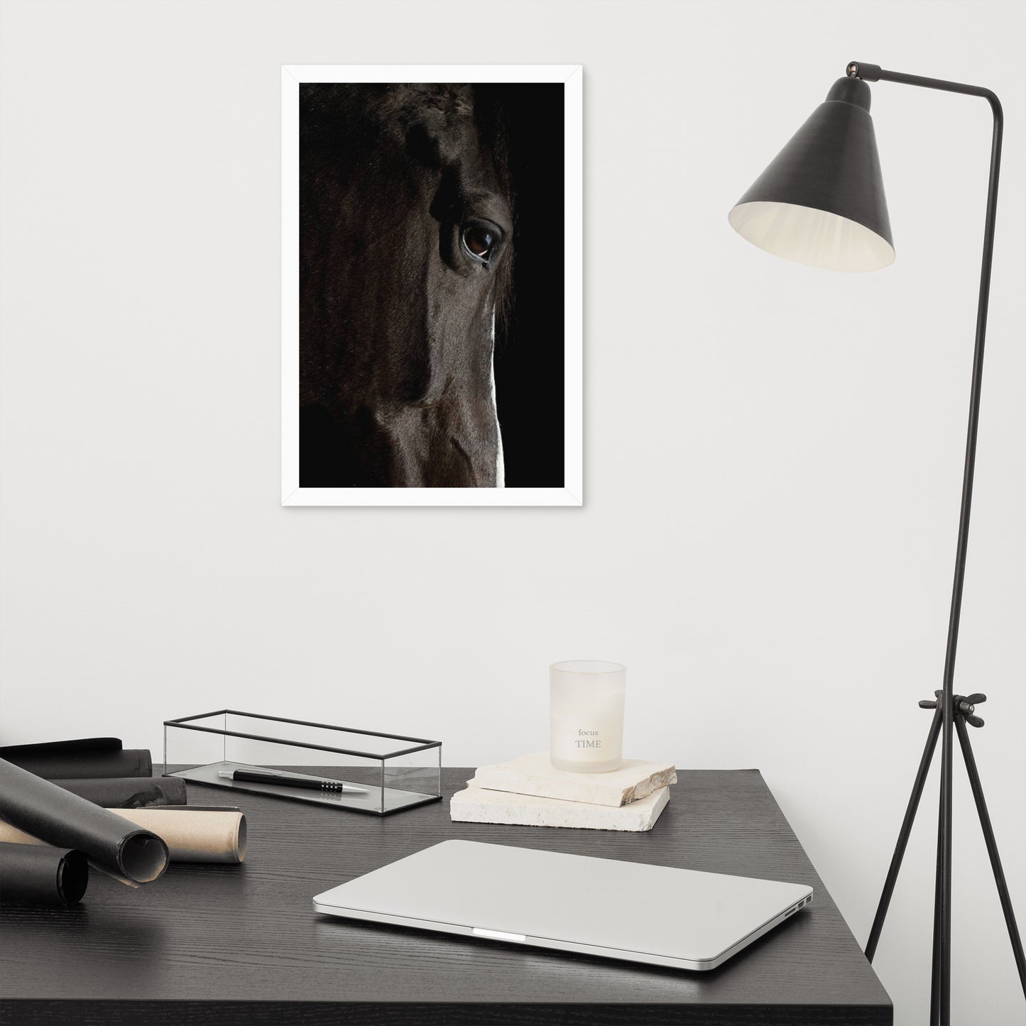 Framed Poster Horse Wall Art - Vertical Print (Glamourange 0015 Model)