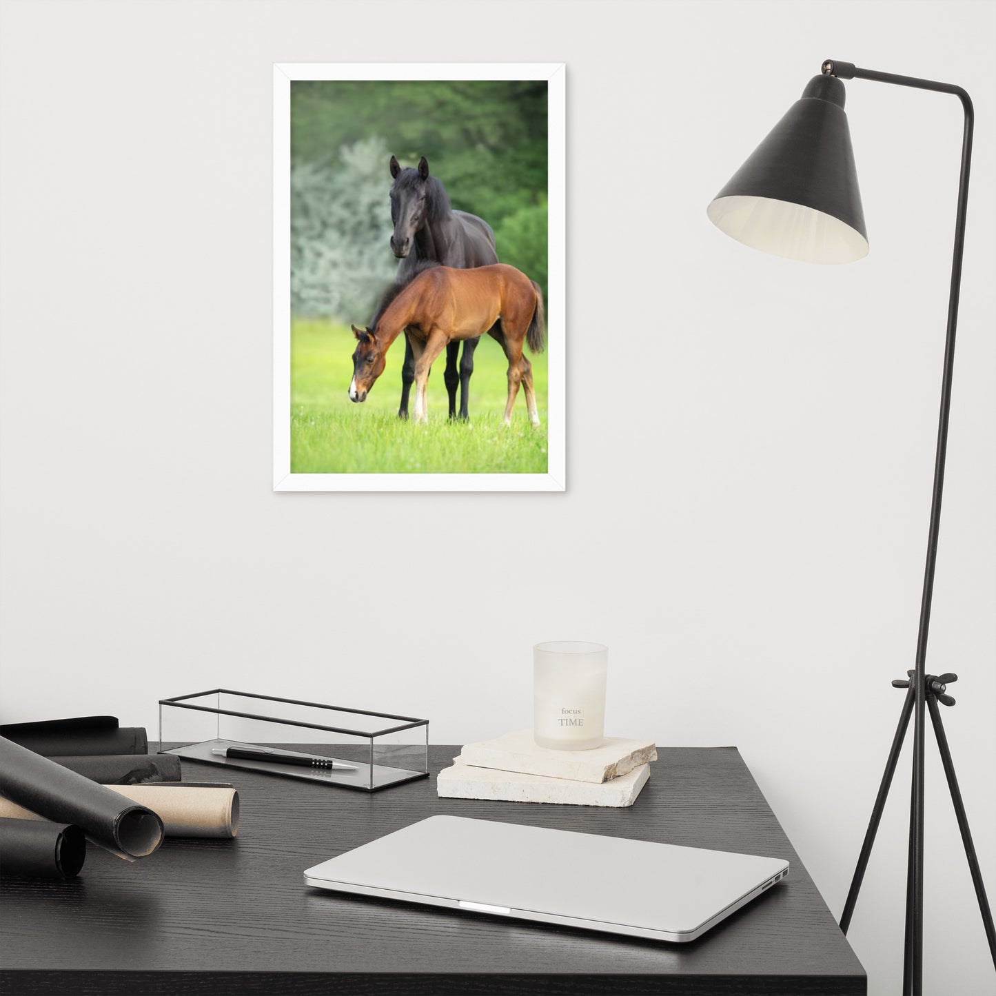 Framed Poster Horse Wall Art - Vertical Print (Glamourange 0021 Model)