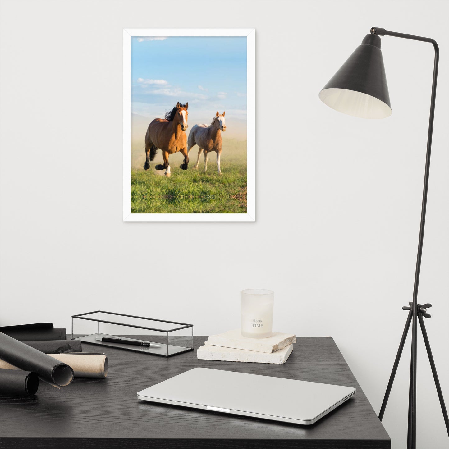 Framed Poster Horse Wall Art - Vertical Print (Glamourange 0023 Model)