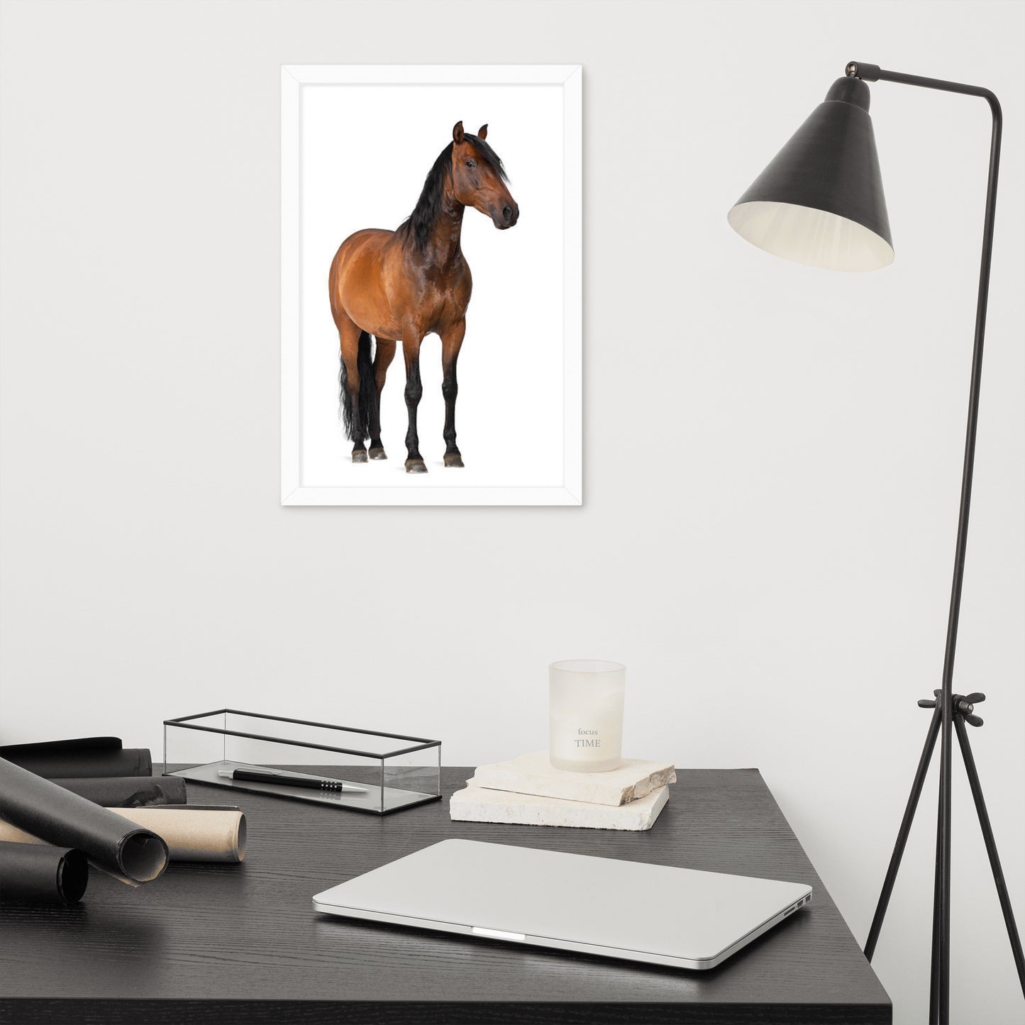 Framed Poster Horse Wall Art - Vertical Print (Glamourange 0024 Model)