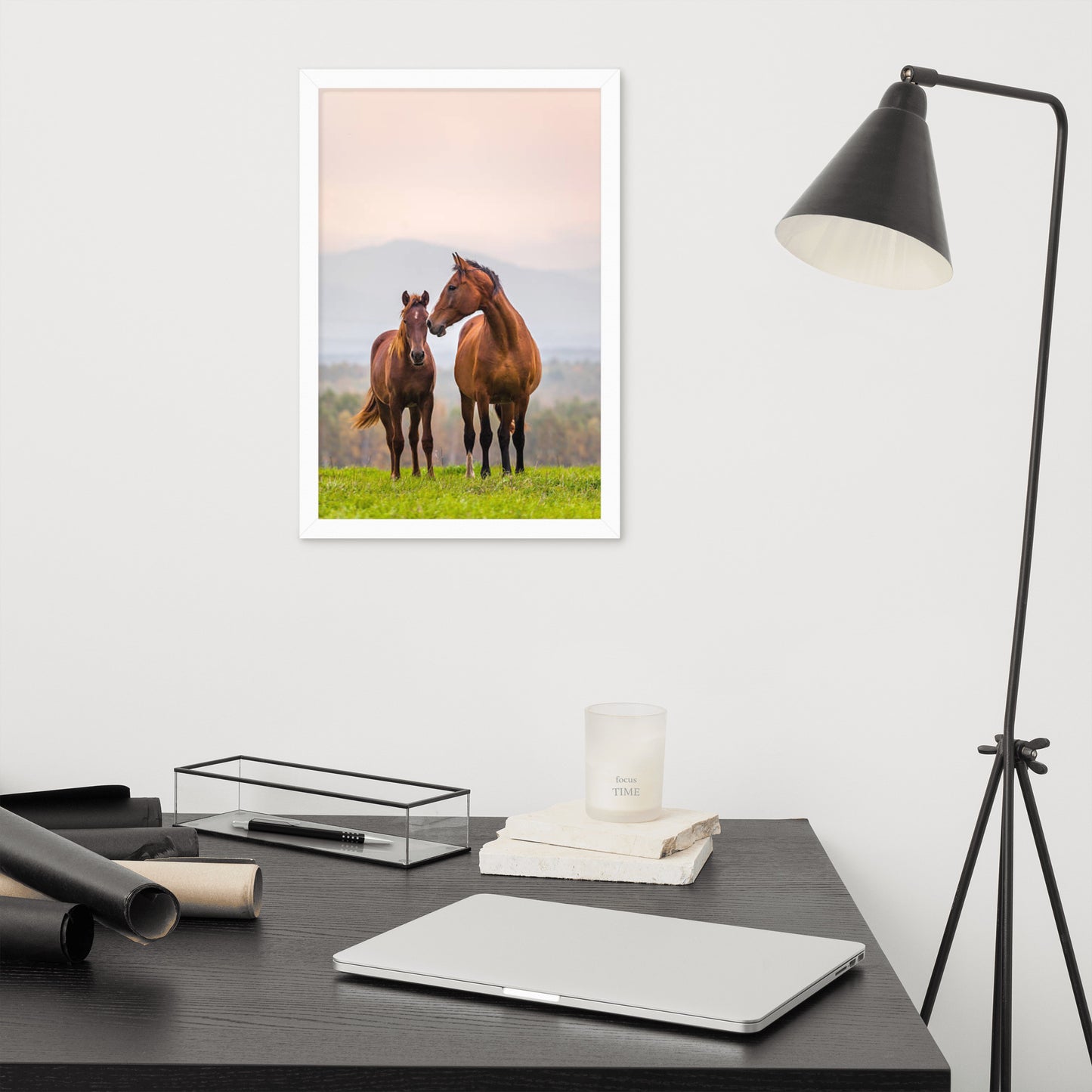 Framed Poster Horse Wall Art - Vertical Print (Glamourange 0027 Model)