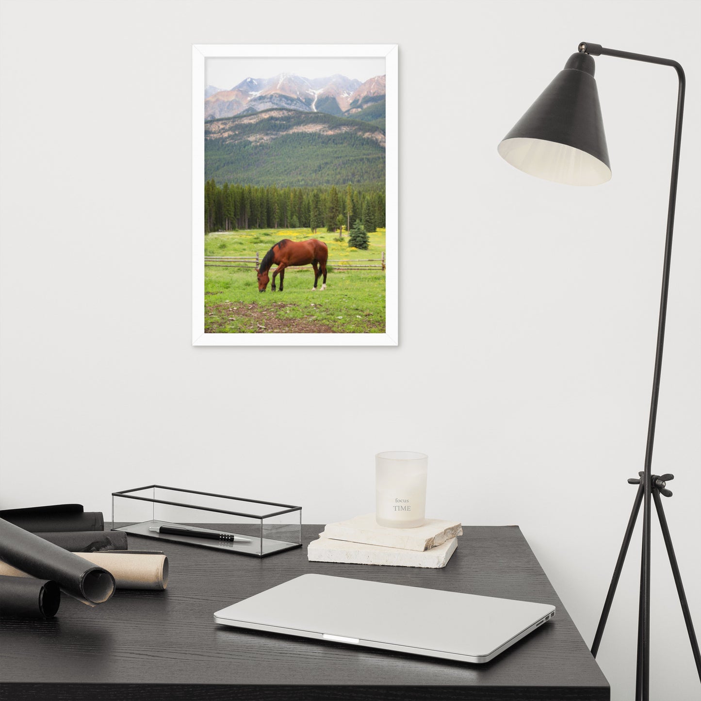 Framed Poster Horse Wall Art - Vertical Print (Glamourange 0030 Model)