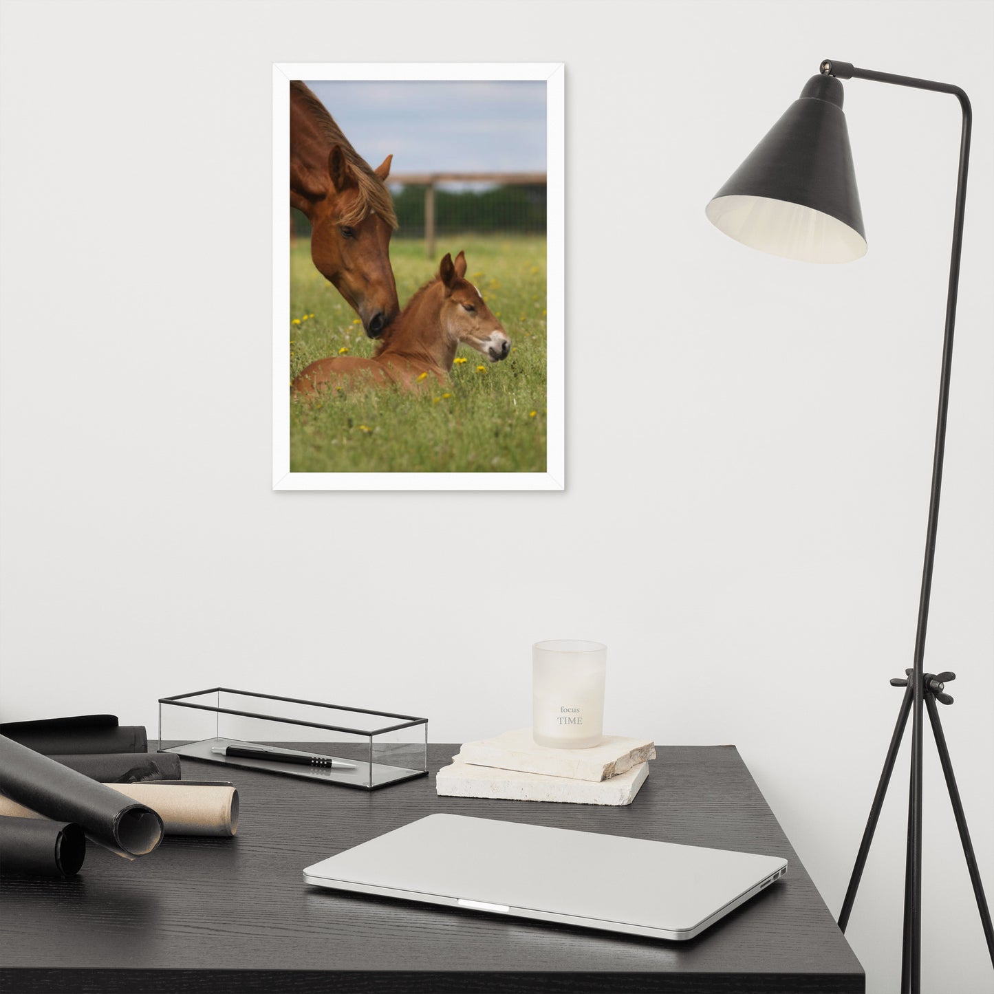 Framed Poster Horse Wall Art - Vertical Print (Glamourange 0032 Model)