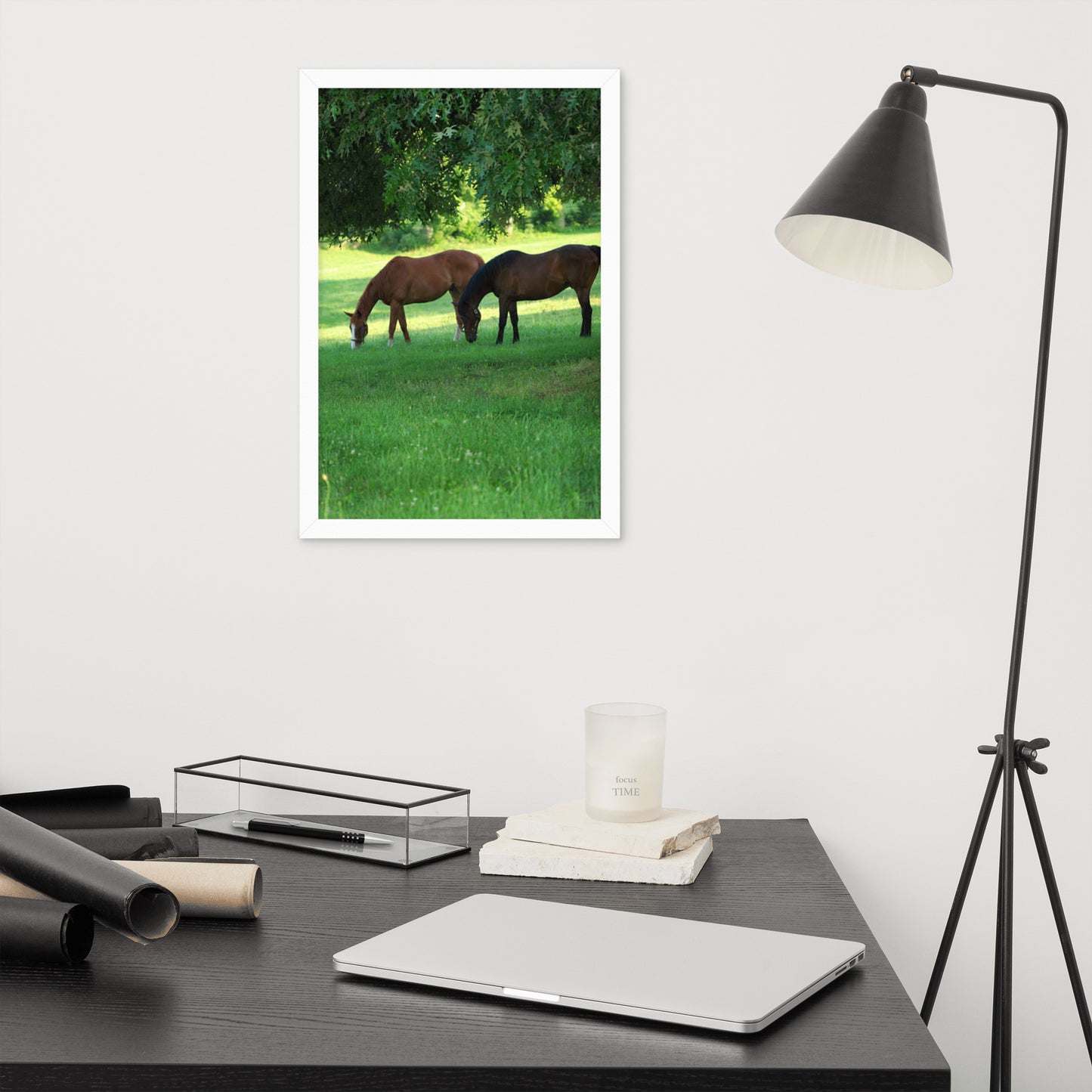 Framed Poster Horse Wall Art - Vertical Print (Glamourange 0033 Model)