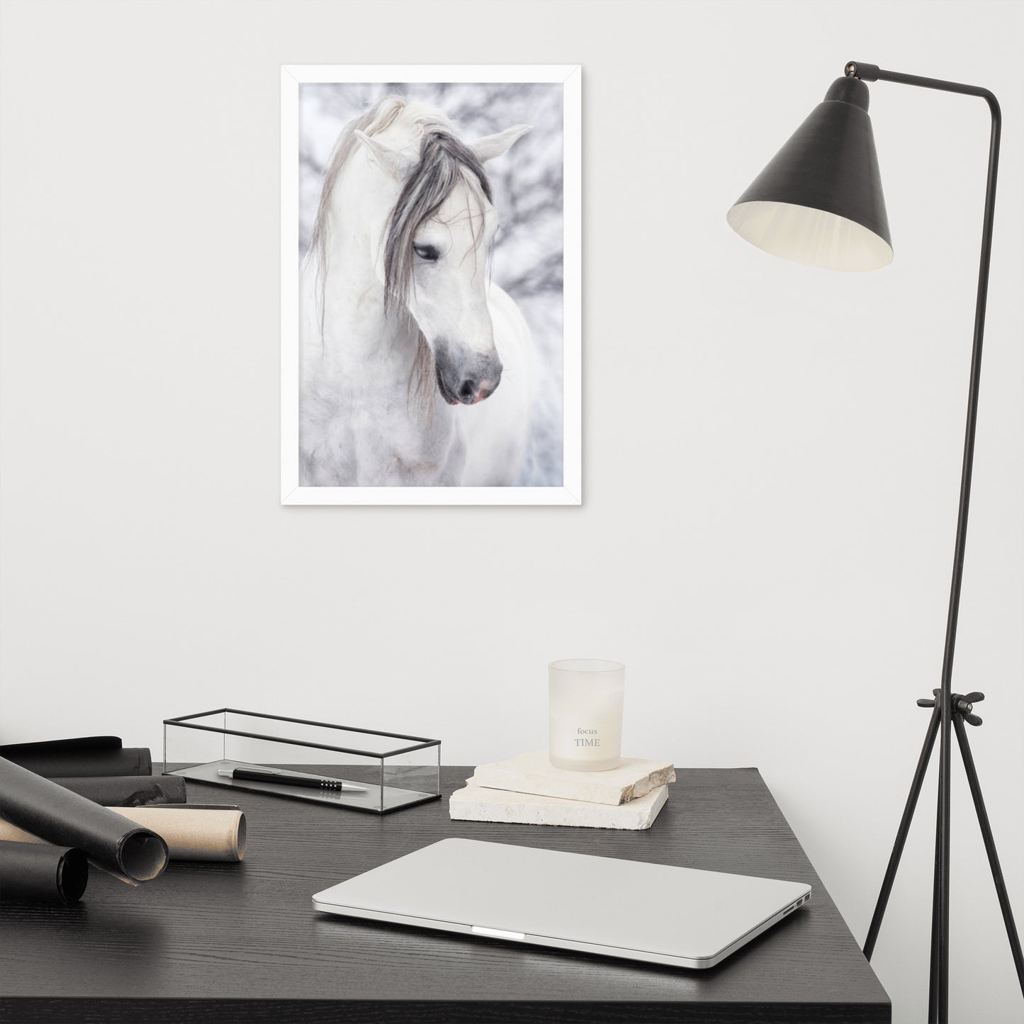 Framed Poster Horse Wall Art - Vertical Print (Glamourange 0036 Model)