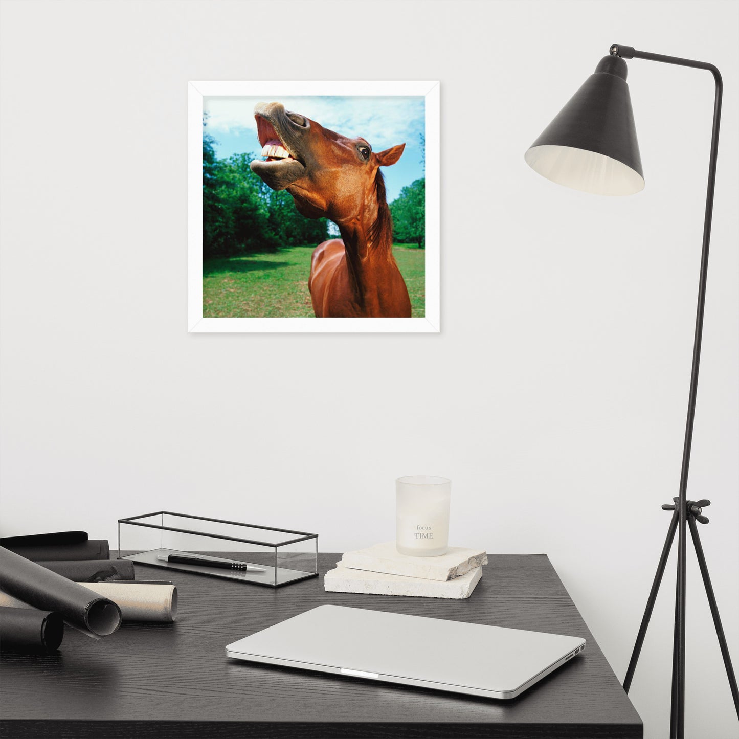 Framed Poster Horse Wall Art - Vertical Print (Glamourange 002 Model)