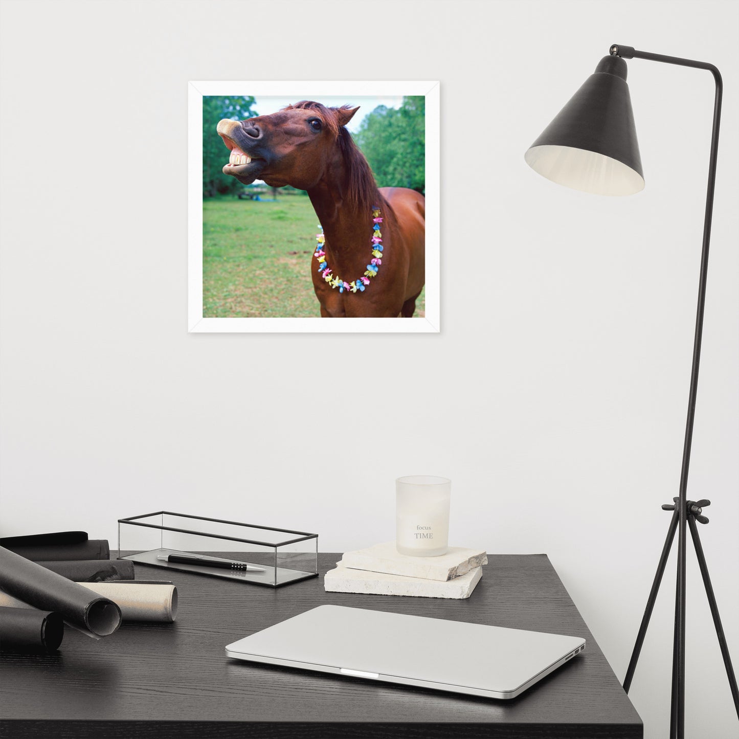 Framed Poster Horse Wall Art - Vertical Print (Glamourange 004 Model)