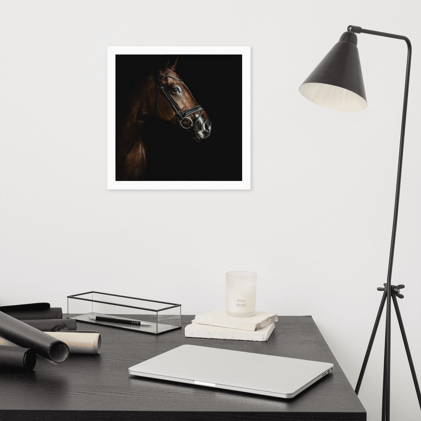 Framed Poster Horse Wall Art - Vertical Print (Glamourange 005 Model)