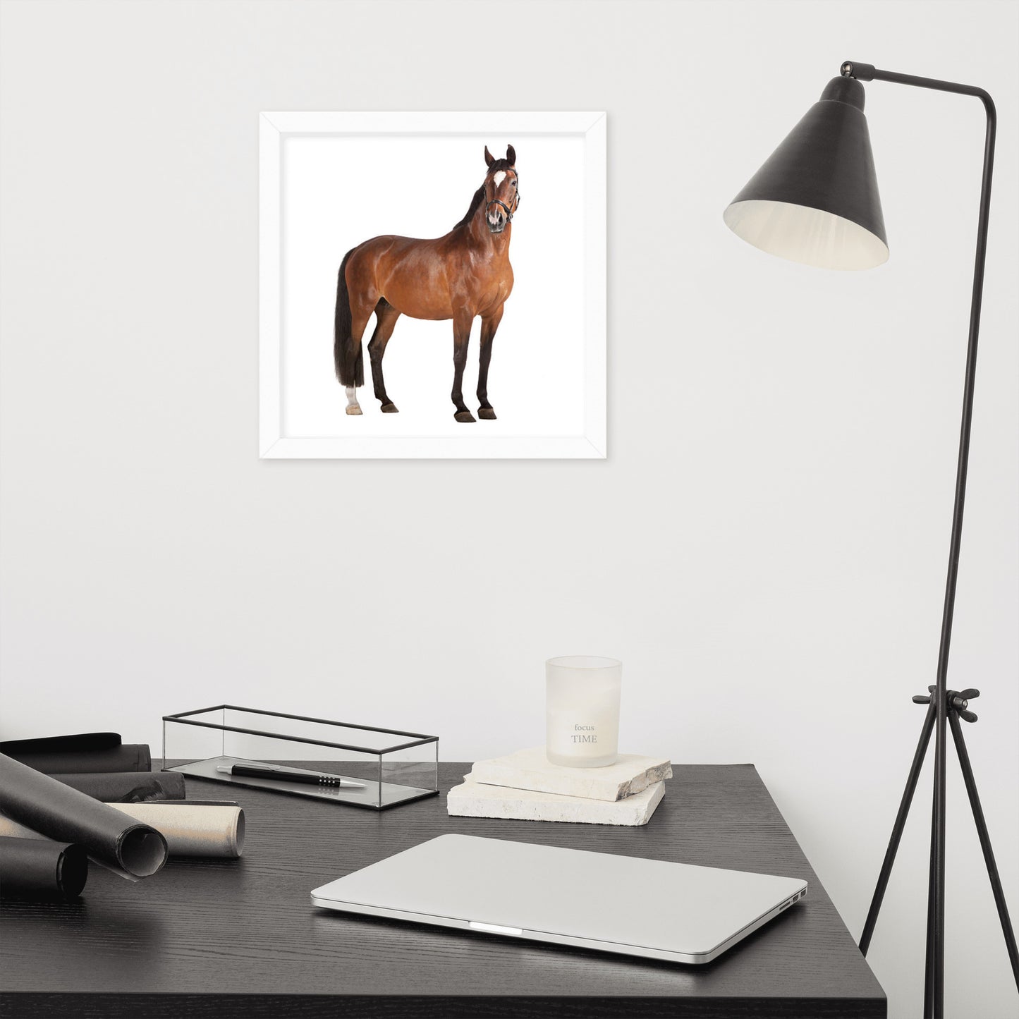 Framed Poster Horse Wall Art - Vertical Print (Glamourange 008 Model)