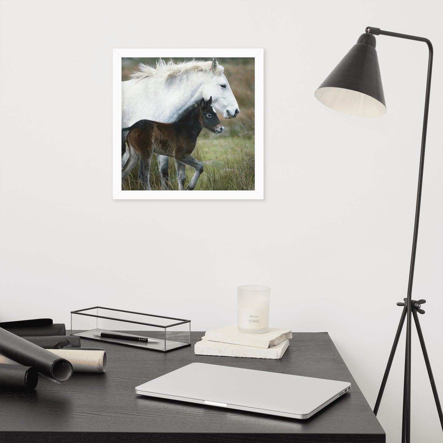 Framed Poster Horse Wall Art - Vertical Print (Glamourange 0011 Model)