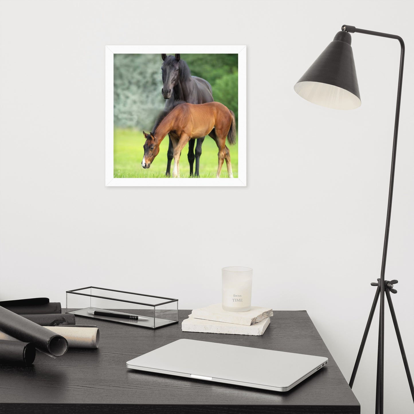 Framed Poster Horse Wall Art - Vertical Print (Glamourange 0021 Model)