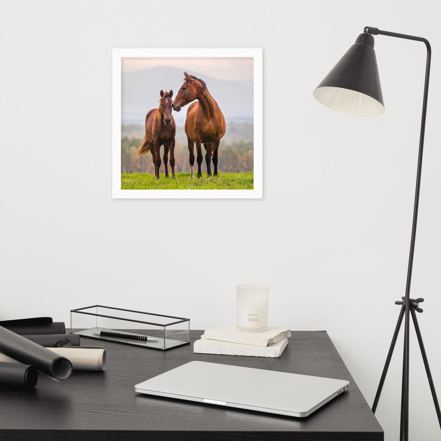 Framed Poster Horse Wall Art - Vertical Print (Glamourange 0027 Model)