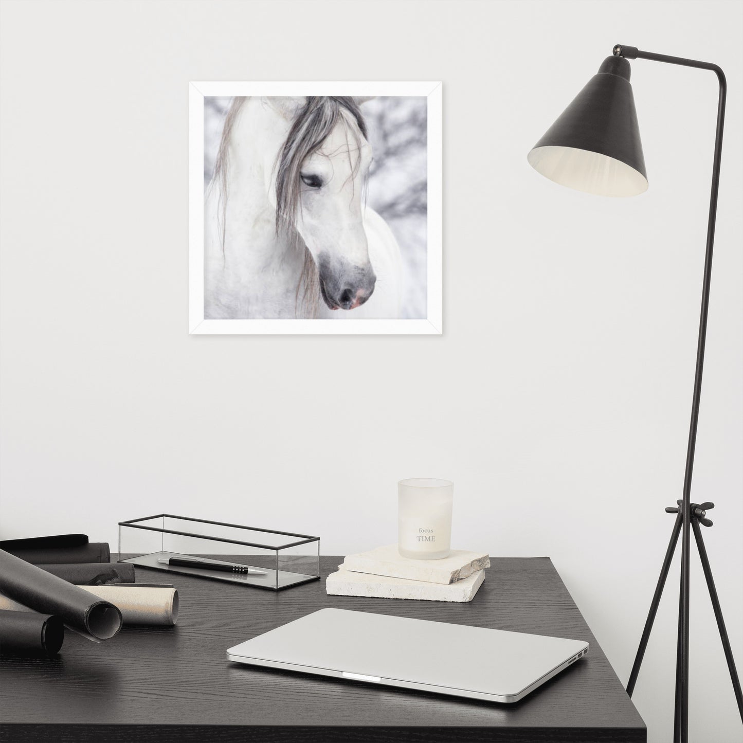 Framed Poster Horse Wall Art - Vertical Print (Glamourange 0036 Model)