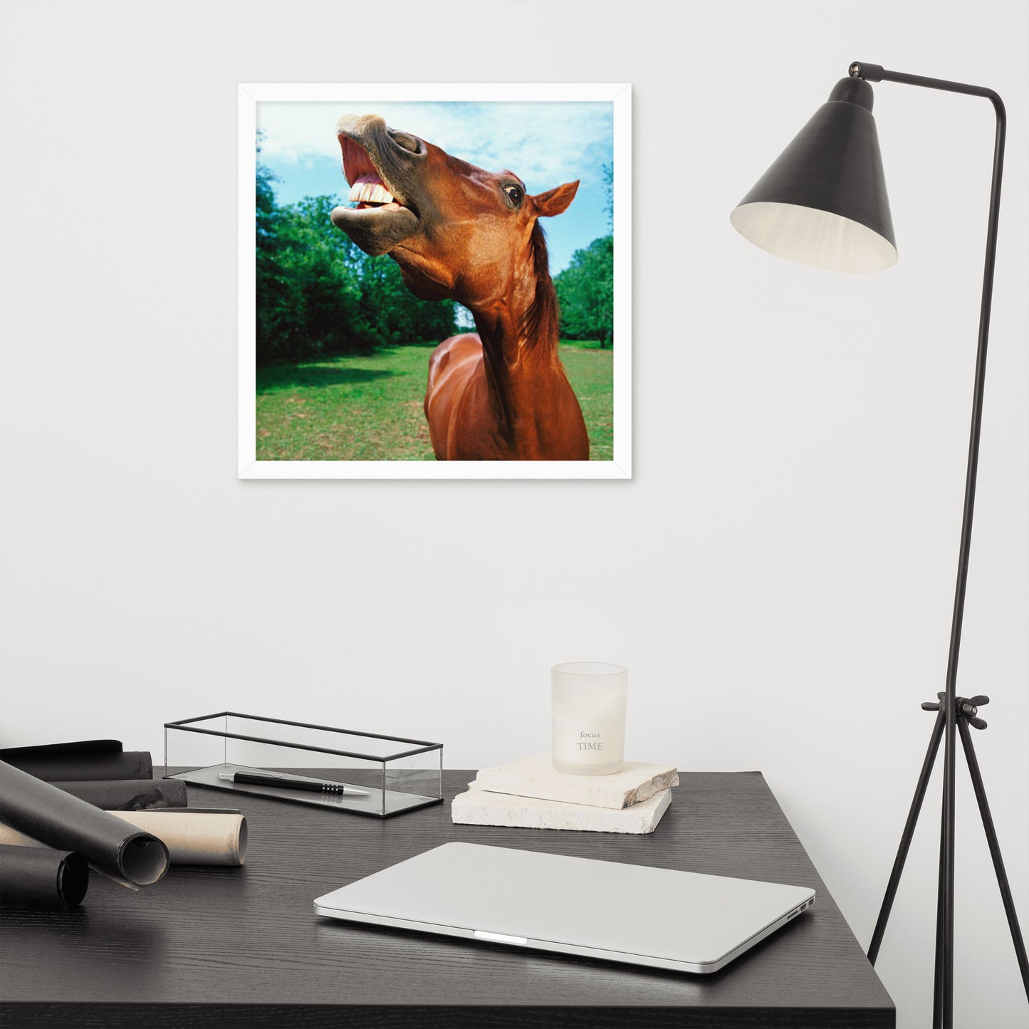 Framed Poster Horse Wall Art - Vertical Print (Glamourange 002 Model)