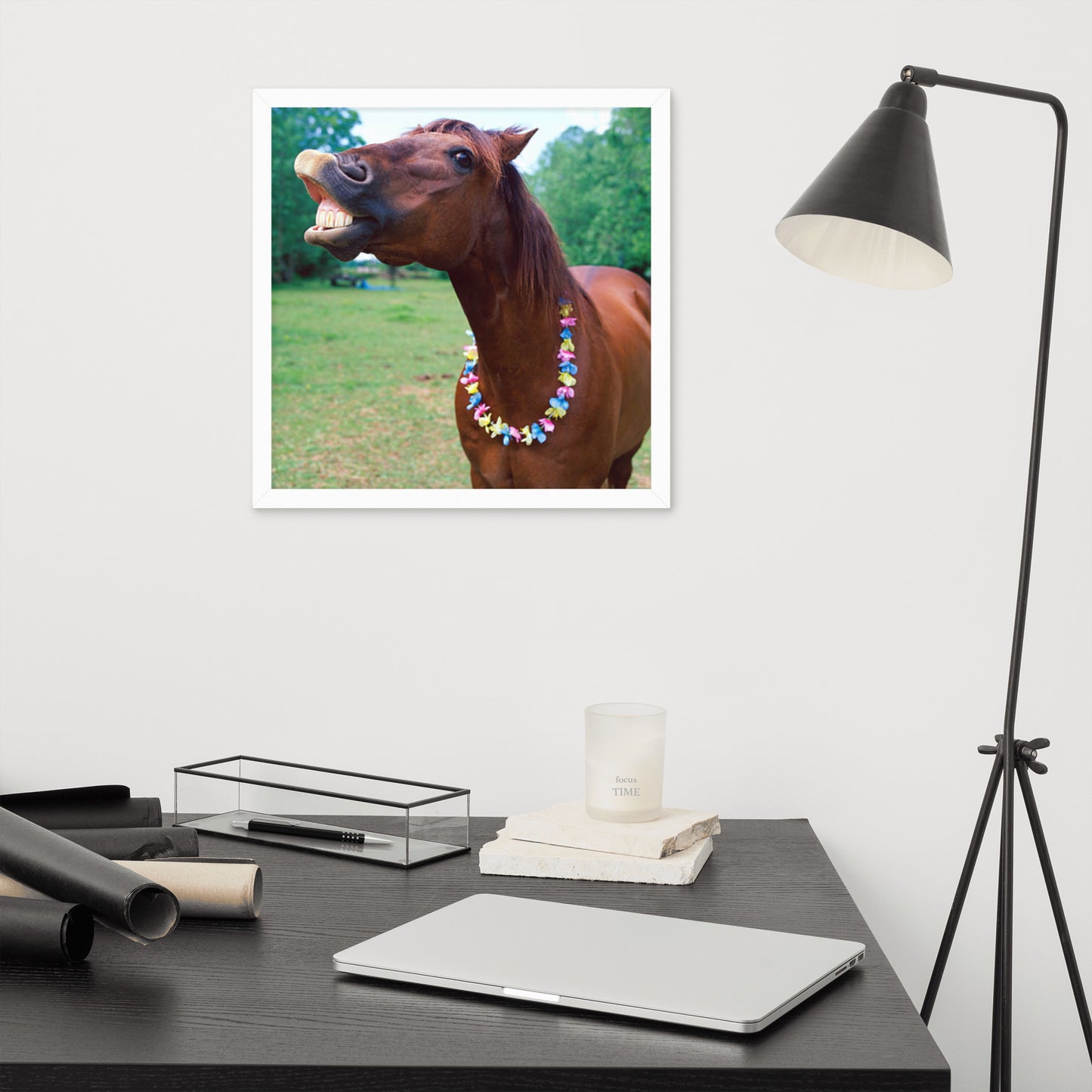 Framed Poster Horse Wall Art - Vertical Print (Glamourange 004 Model)