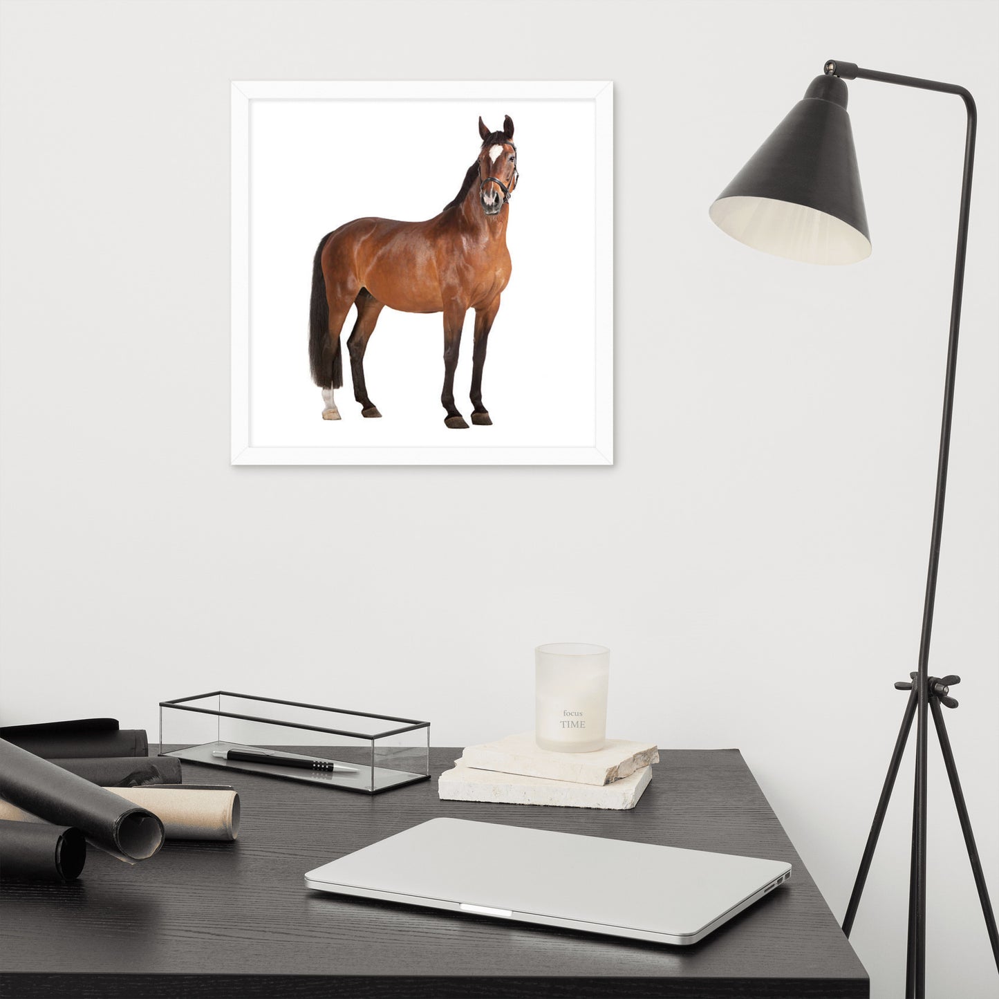 Framed Poster Horse Wall Art - Vertical Print (Glamourange 008 Model)