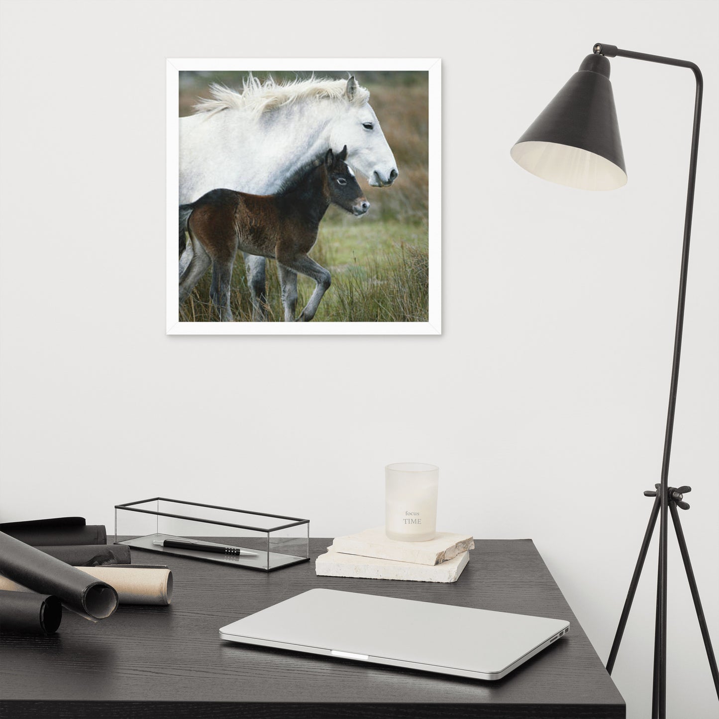 Framed Poster Horse Wall Art - Vertical Print (Glamourange 0011 Model)