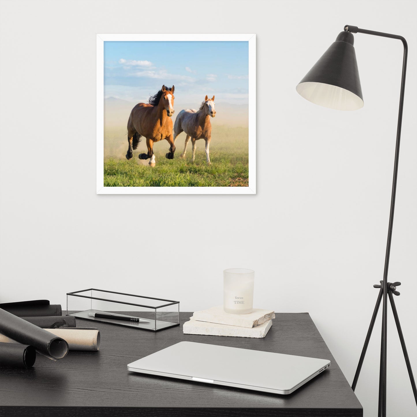 Framed Poster Horse Wall Art - Vertical Print (Glamourange 0023 Model)