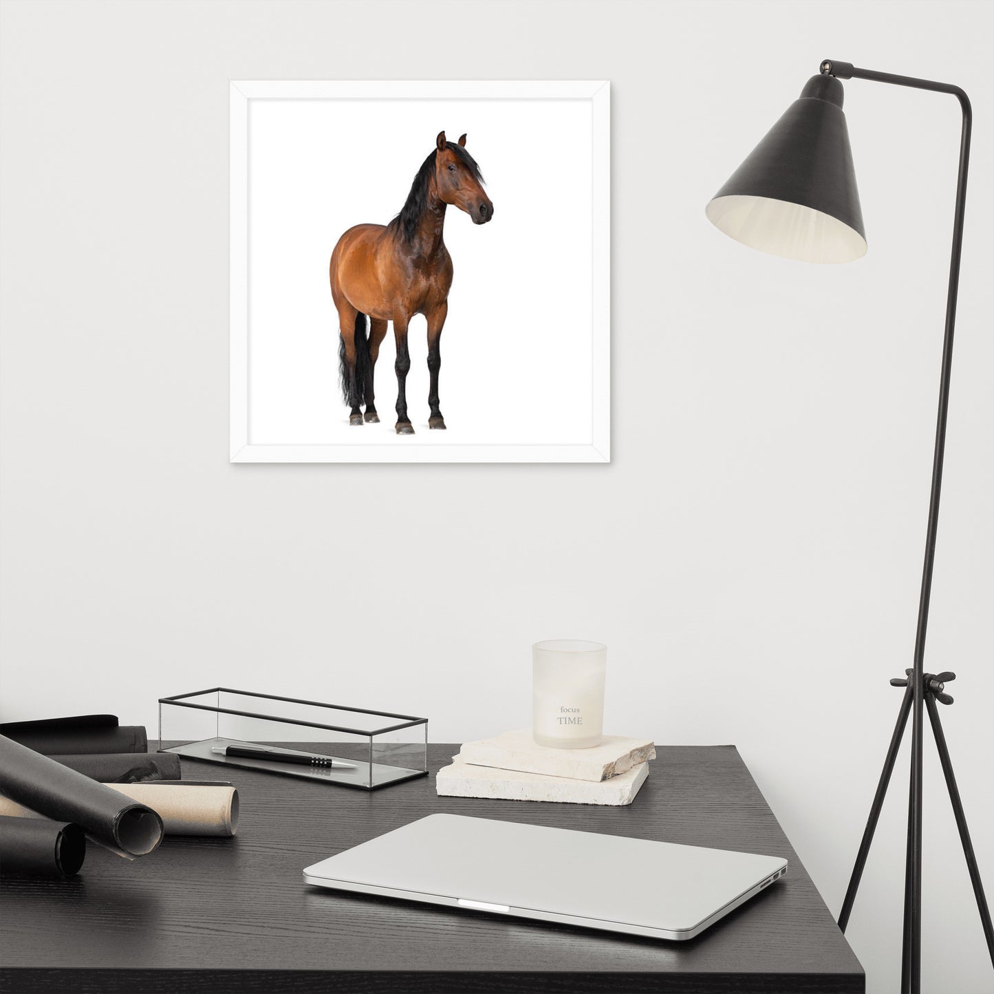 Framed Poster Horse Wall Art - Vertical Print (Glamourange 0024 Model)