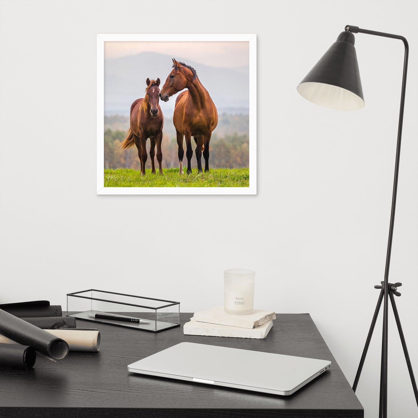 Framed Poster Horse Wall Art - Vertical Print (Glamourange 0027 Model)