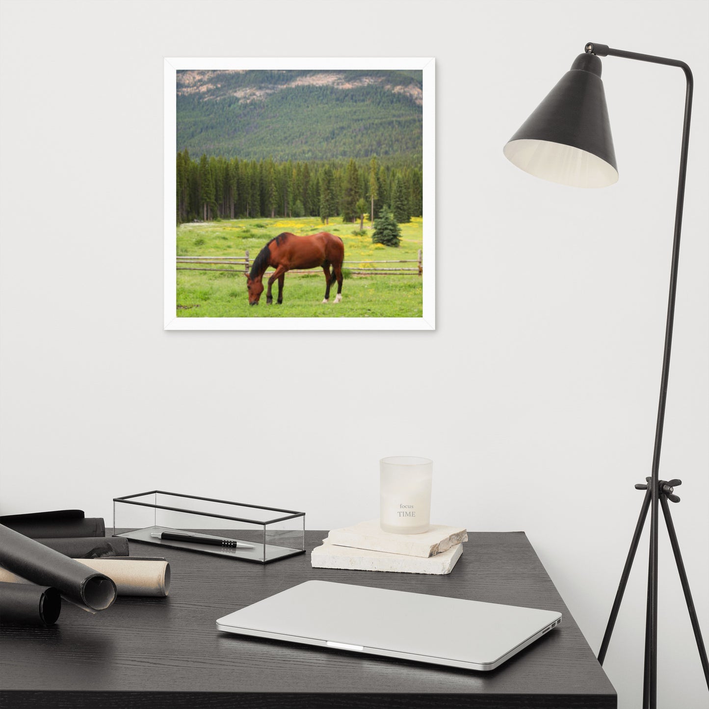 Framed Poster Horse Wall Art - Vertical Print (Glamourange 0030 Model)