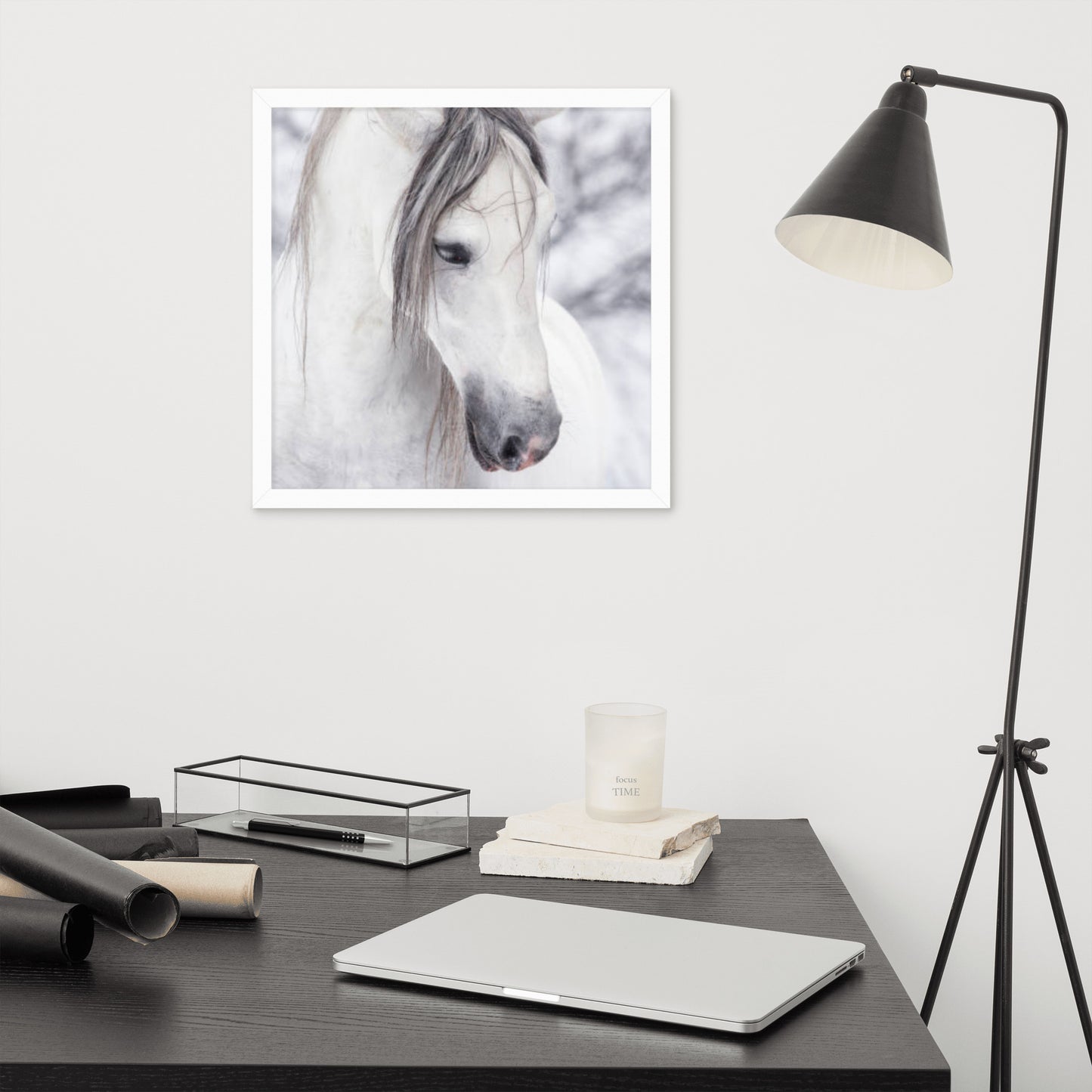 Framed Poster Horse Wall Art - Vertical Print (Glamourange 0036 Model)