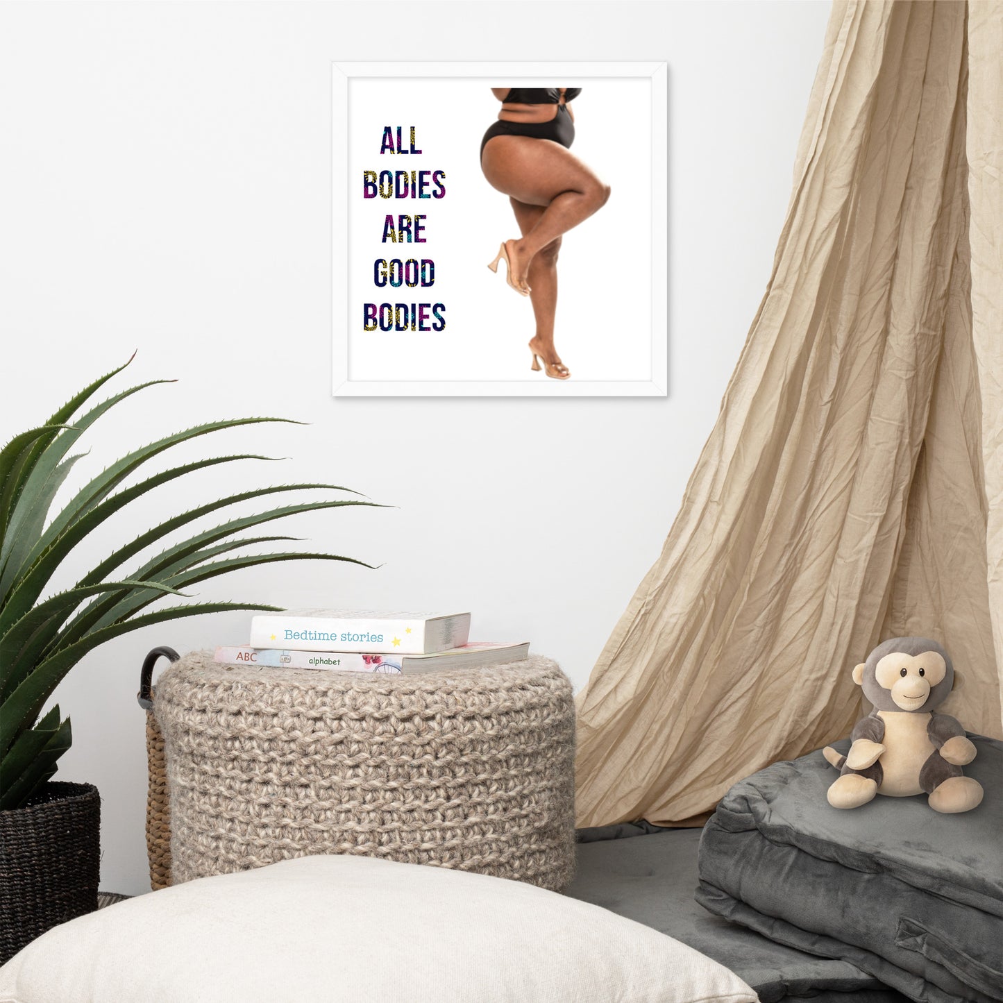 Body Positivity & Neutrality Framed Poster Wall Art (Vertical Model 004)