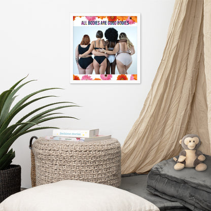 Body Positivity & Neutrality Framed Poster Wall Art (Vertical Model 008)