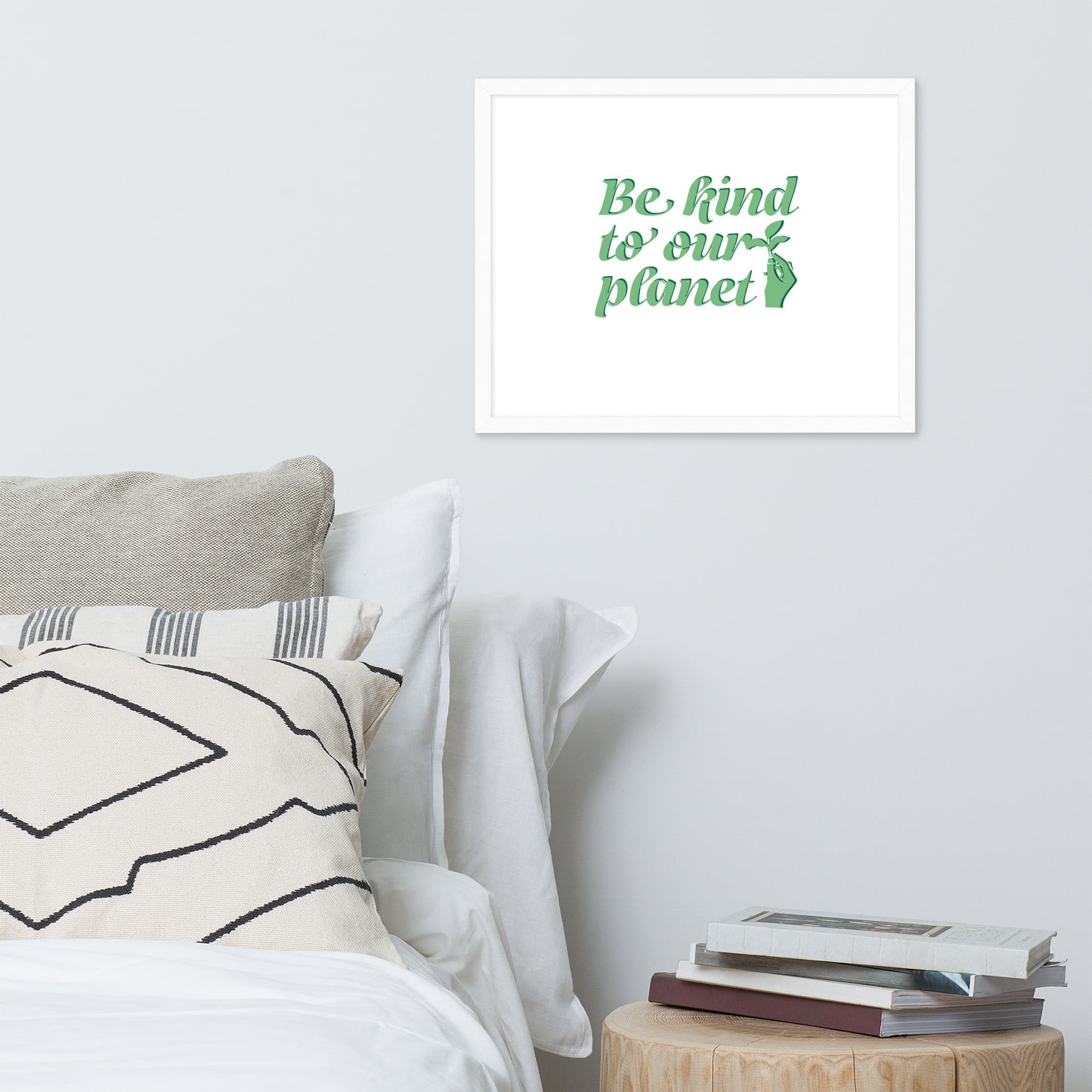 Framed Poster (Be Kind to Our Planet - Lifestyle Framed Poster Horizontal - Model 009)