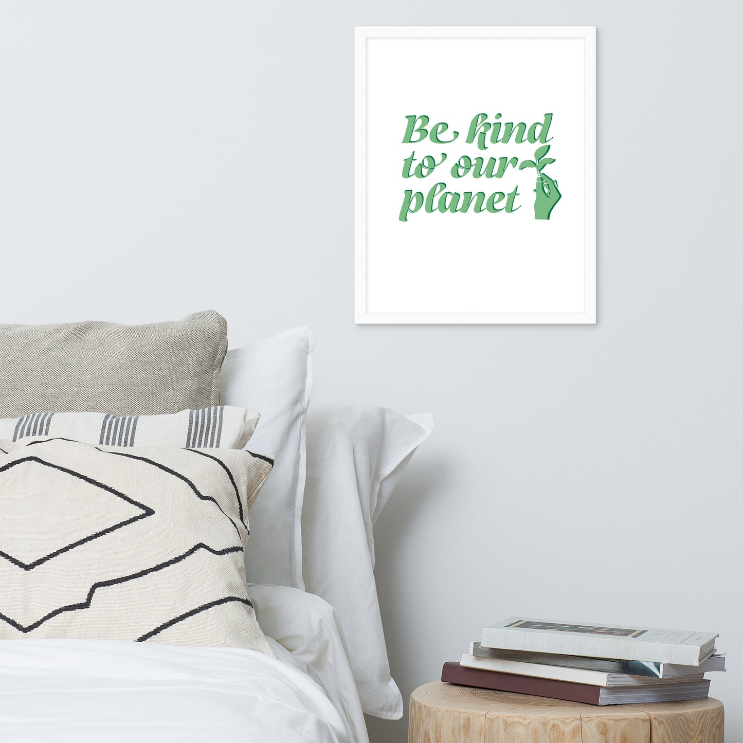 Framed Poster (Be Kind to Our Planet - Lifestyle Framed Poster Horizontal - Model 009)