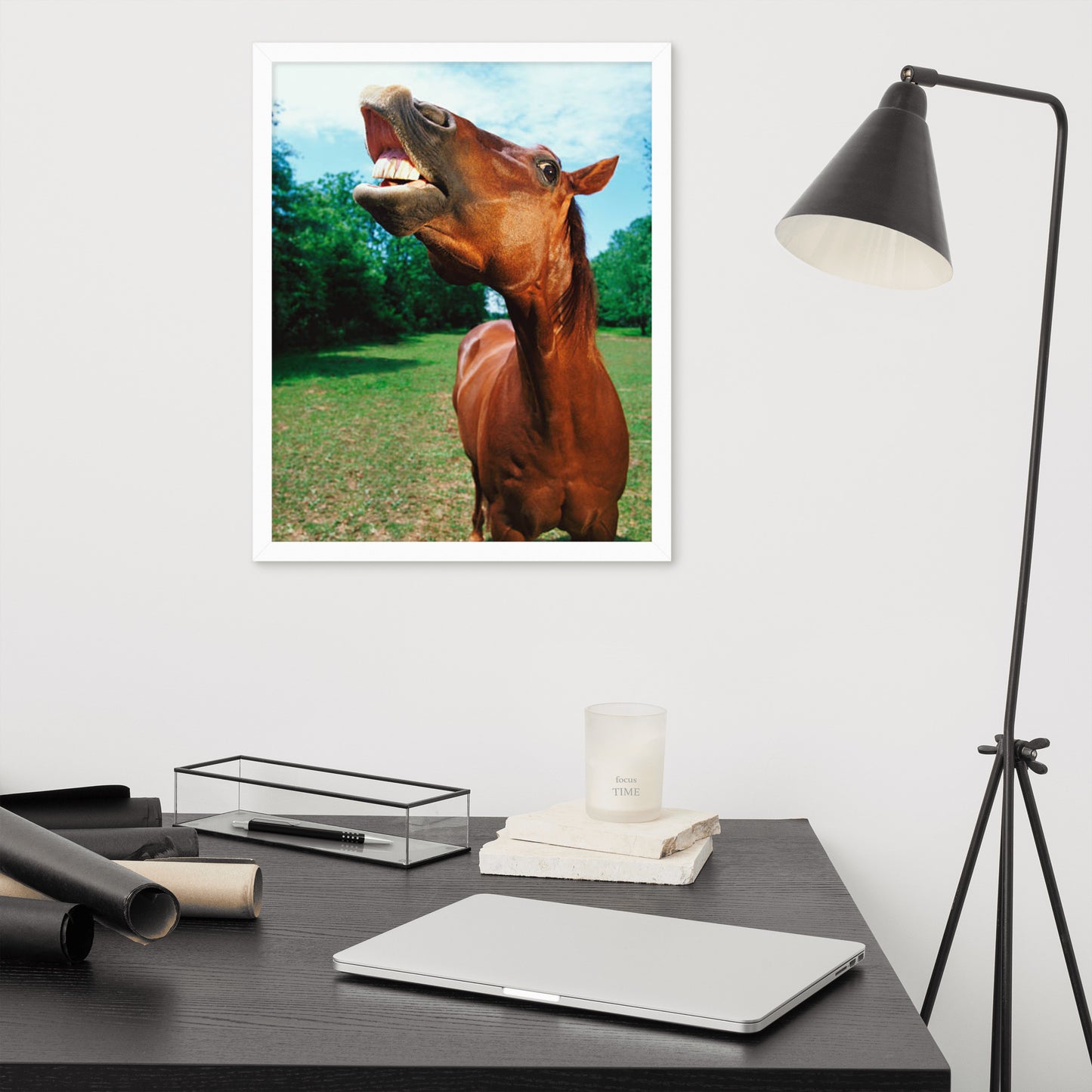 Framed Poster Horse Wall Art - Vertical Print (Glamourange 002 Model)