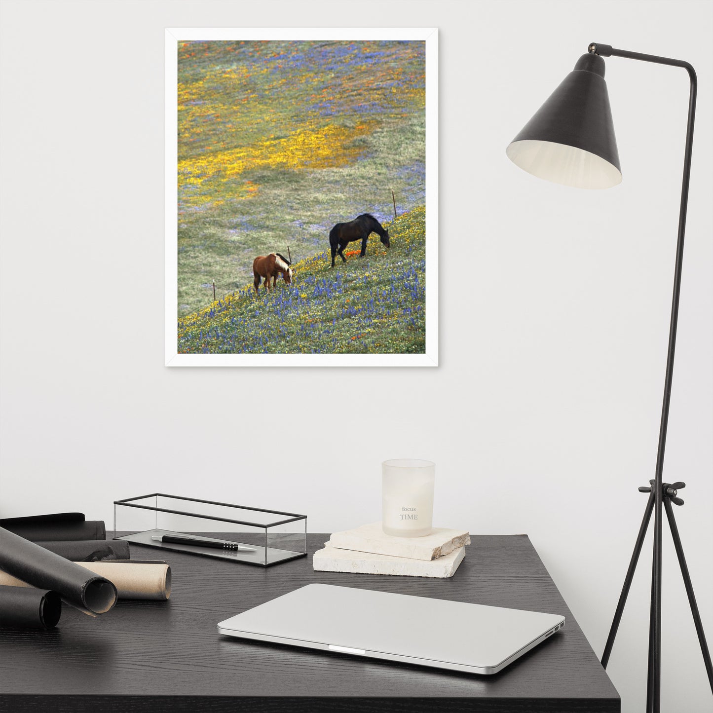 Framed Poster Horse Wall Art - Vertical Print (Glamourange 003 Model)