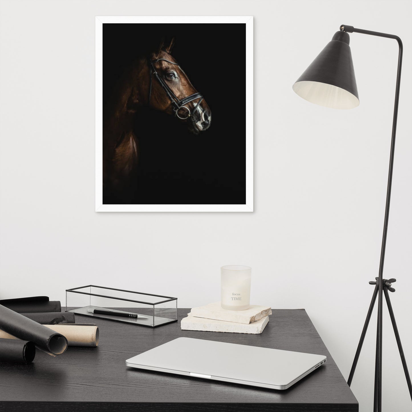 Framed Poster Horse Wall Art - Vertical Print (Glamourange 005 Model)