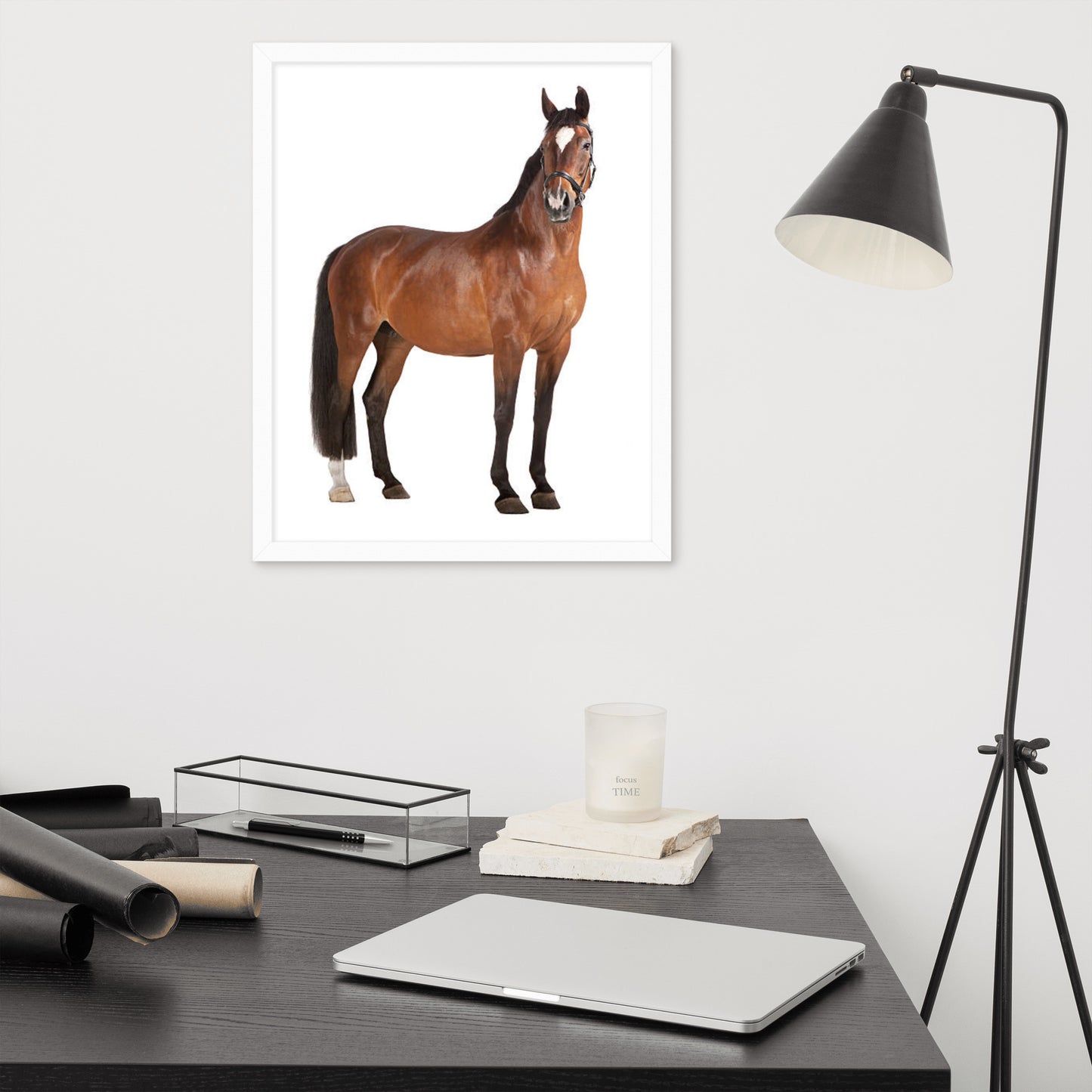 Framed Poster Horse Wall Art - Vertical Print (Glamourange 008 Model)