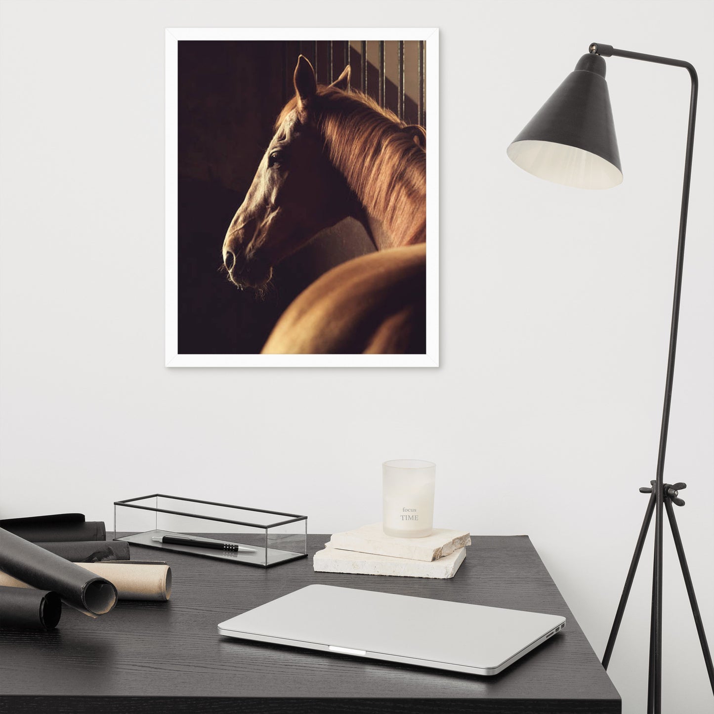 Framed Poster Horse Wall Art - Vertical Print (Glamourange 0010 Model)