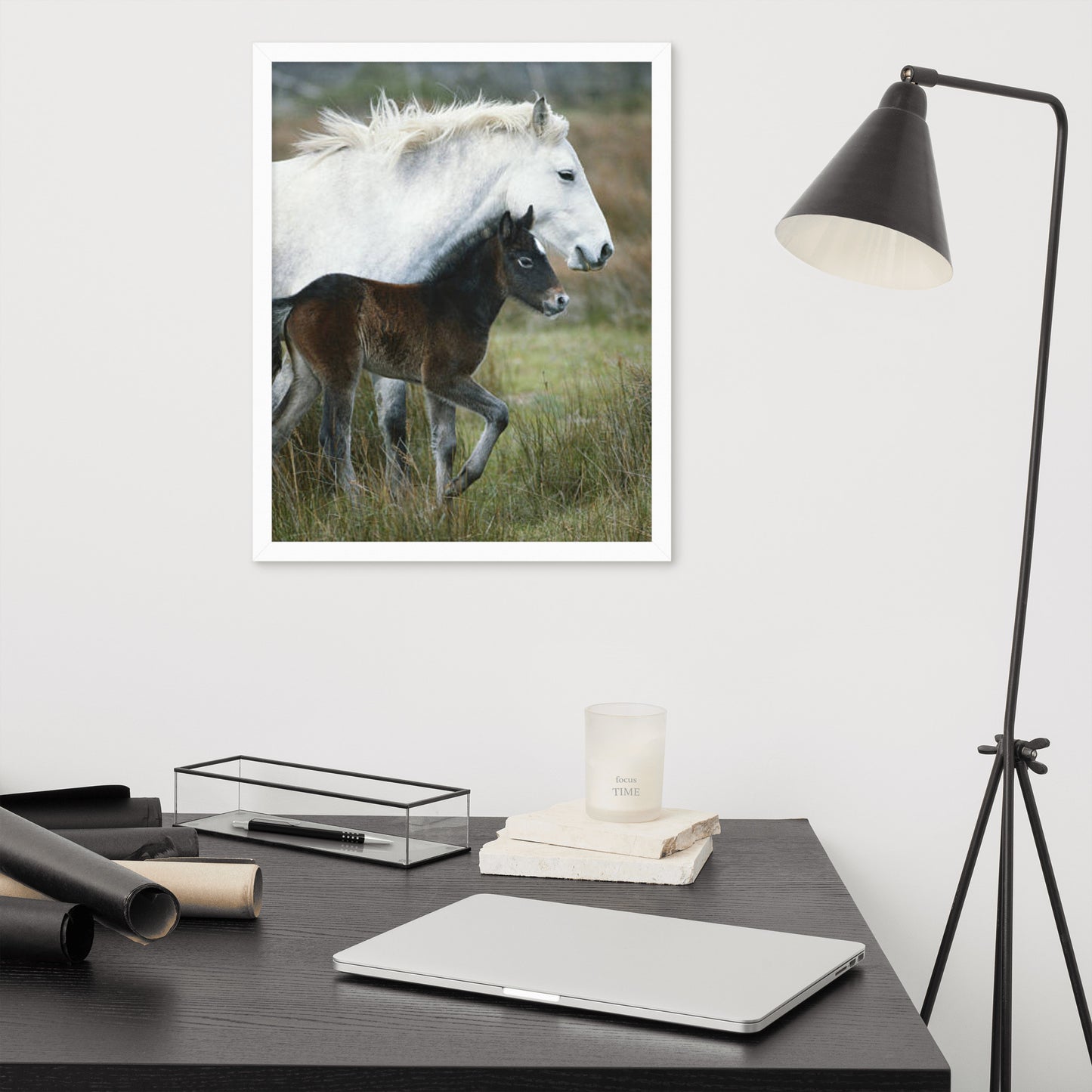 Framed Poster Horse Wall Art - Vertical Print (Glamourange 0011 Model)