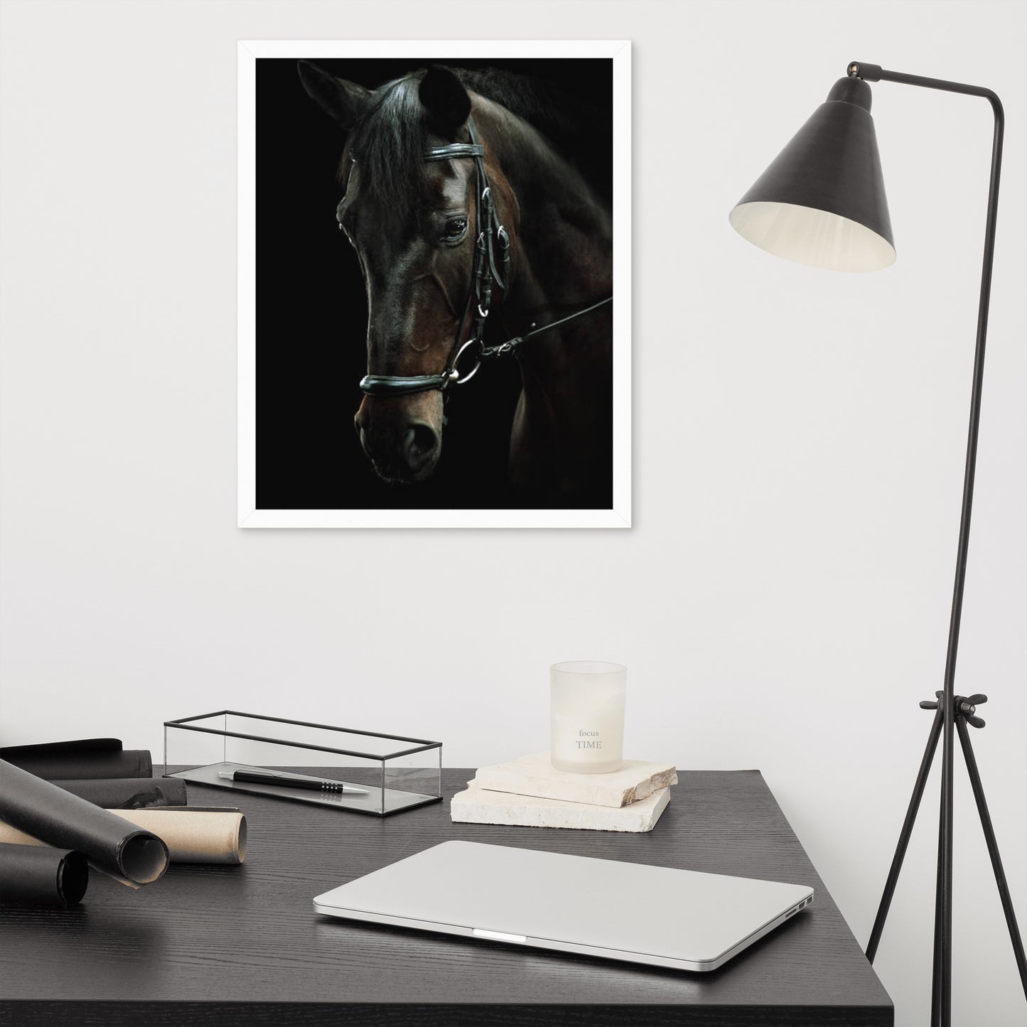 Framed Poster Horse Wall Art - Vertical Print (Glamourange 0012 Model)