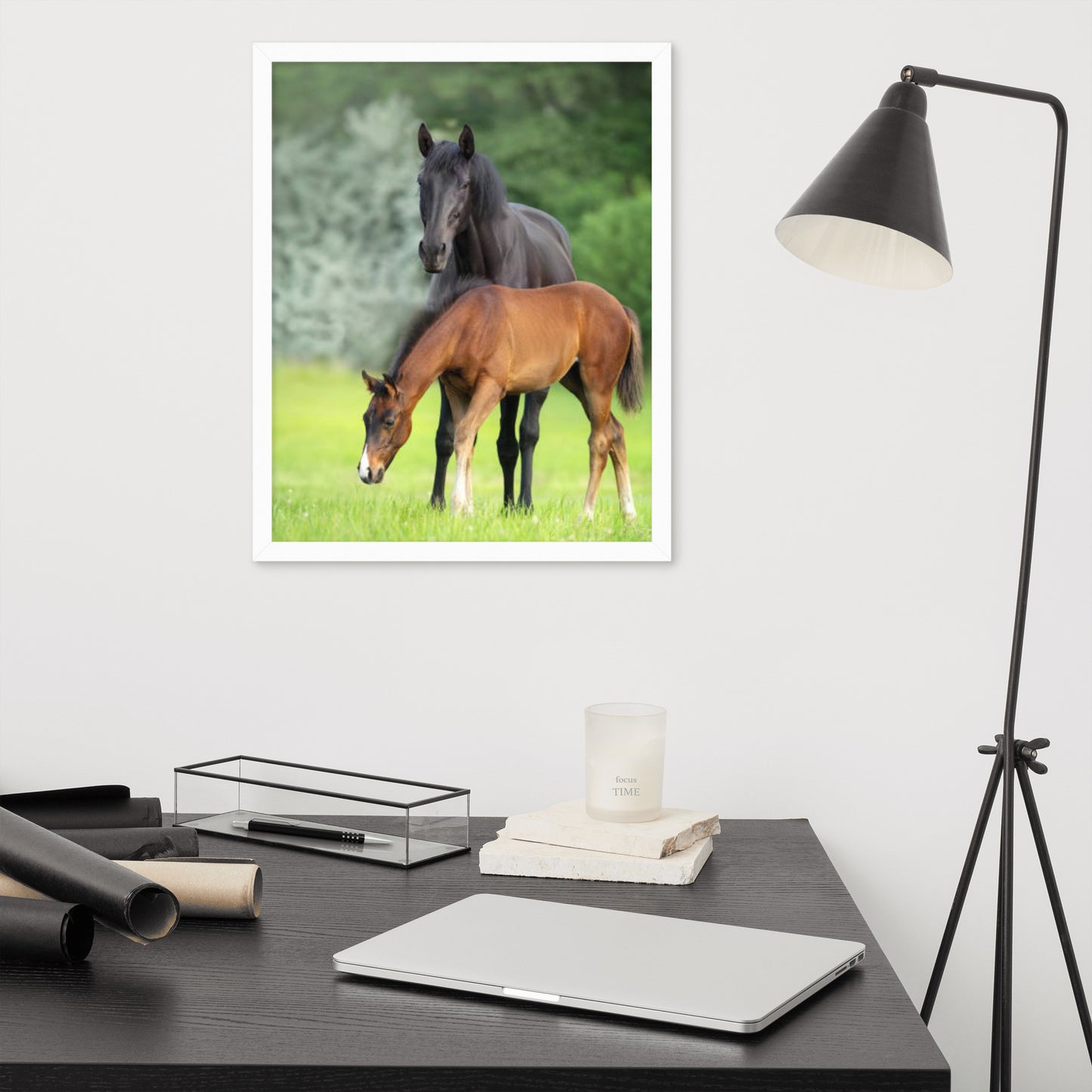 Framed Poster Horse Wall Art - Vertical Print (Glamourange 0021 Model)