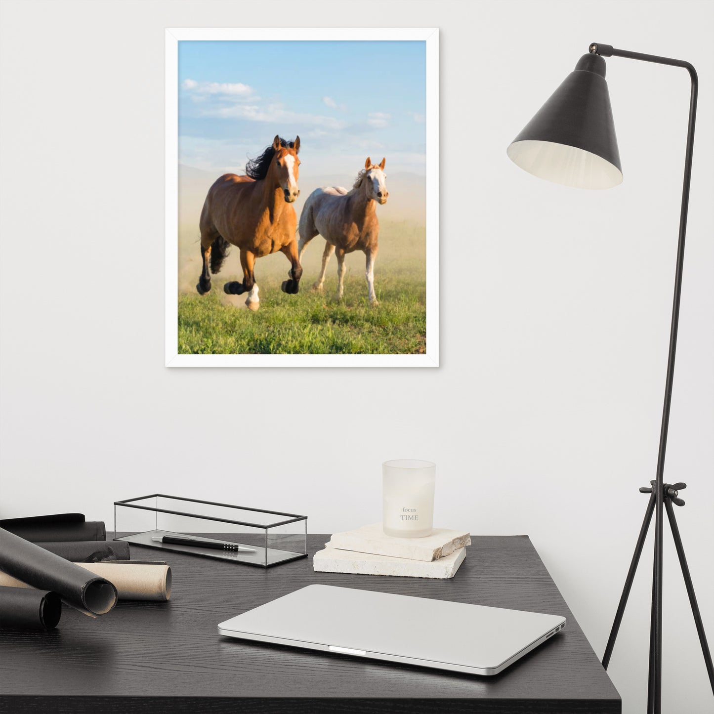 Framed Poster Horse Wall Art - Vertical Print (Glamourange 0023 Model)