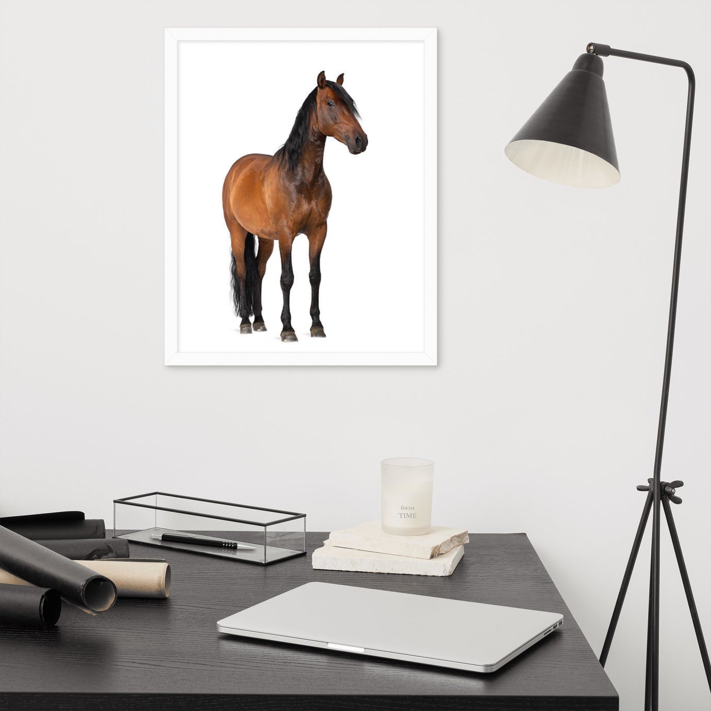 Framed Poster Horse Wall Art - Vertical Print (Glamourange 0024 Model)