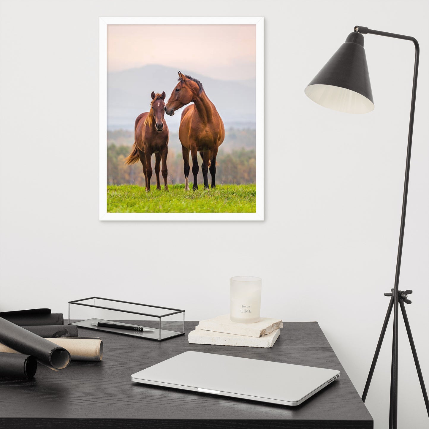 Framed Poster Horse Wall Art - Vertical Print (Glamourange 0027 Model)