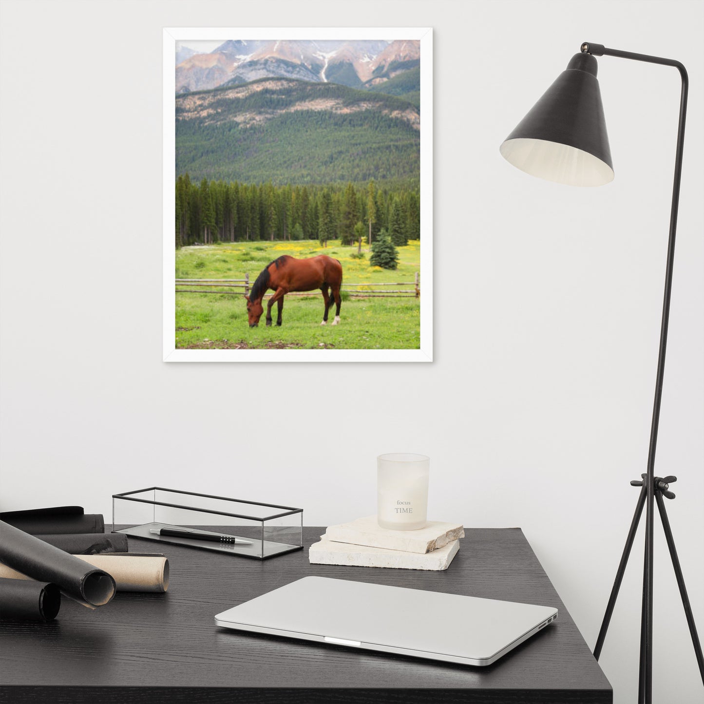 Framed Poster Horse Wall Art - Vertical Print (Glamourange 0030 Model)