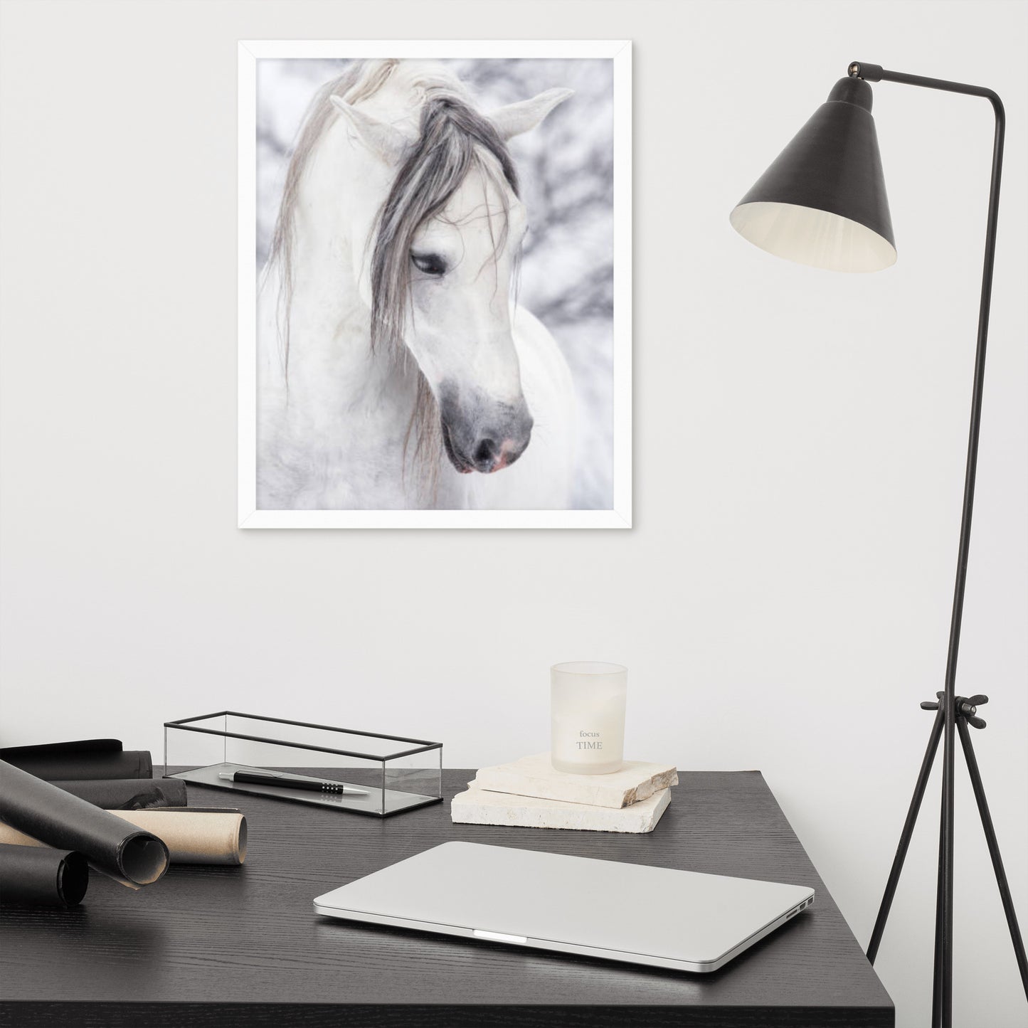 Framed Poster Horse Wall Art - Vertical Print (Glamourange 0036 Model)