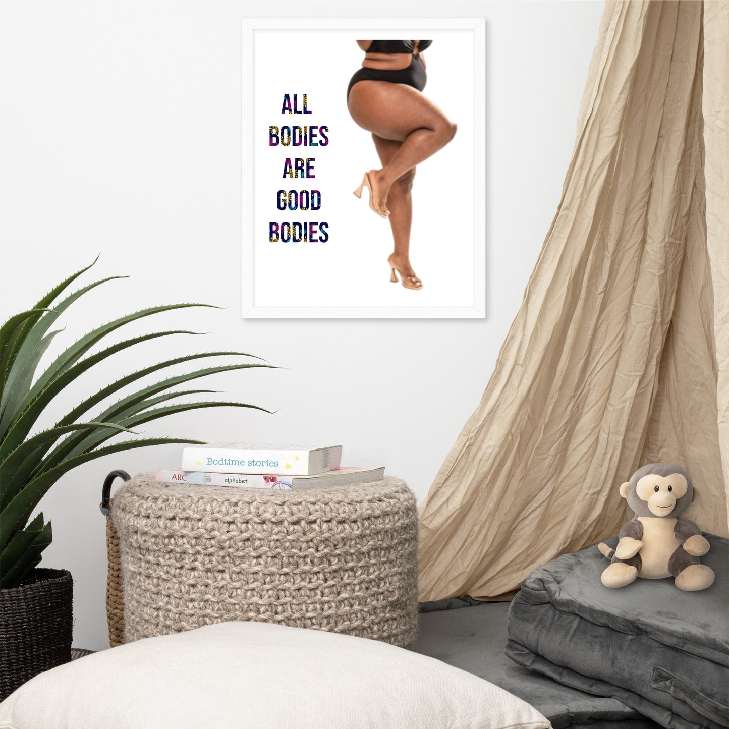 Body Positivity & Neutrality Framed Poster Wall Art (Vertical Model 004)